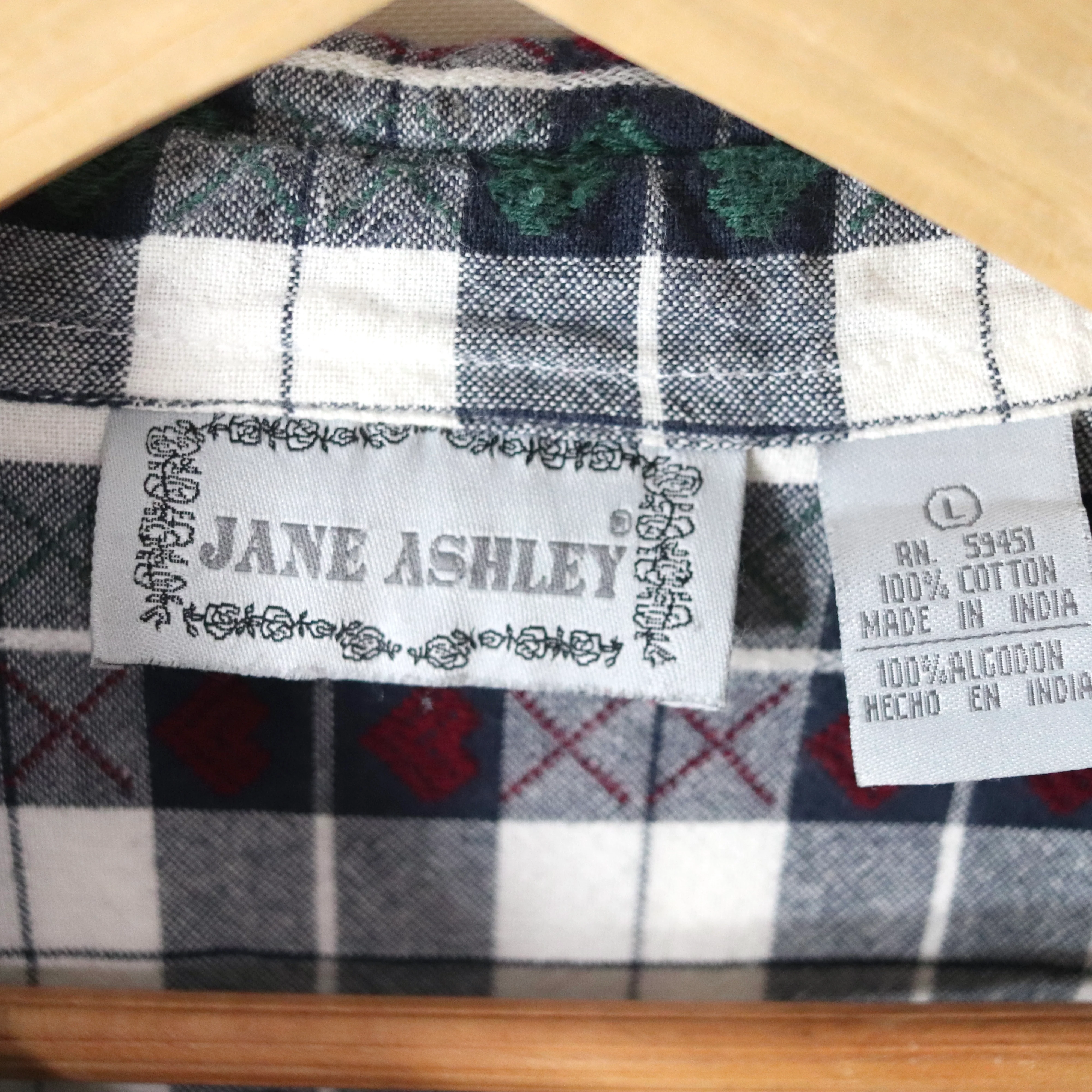 90s Woven Plaid Hearts Button Up Cottagecore Shirt By Jane Ashley - Image 8