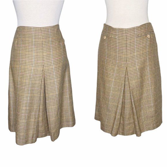 A-Line Pleated Wool Skirt Houndstooth Vintage 90s by Brooks Brothers - Image 2