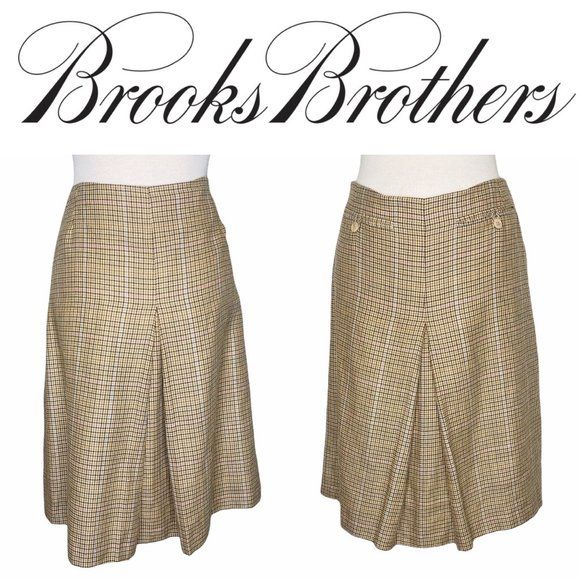 A-Line Pleated Wool Skirt Houndstooth Vintage 90s by Brooks Brothers - Image 3
