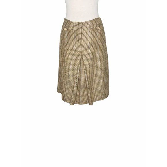 A-Line Pleated Wool Skirt Houndstooth Vintage 90s by Brooks Brothers - Image 5