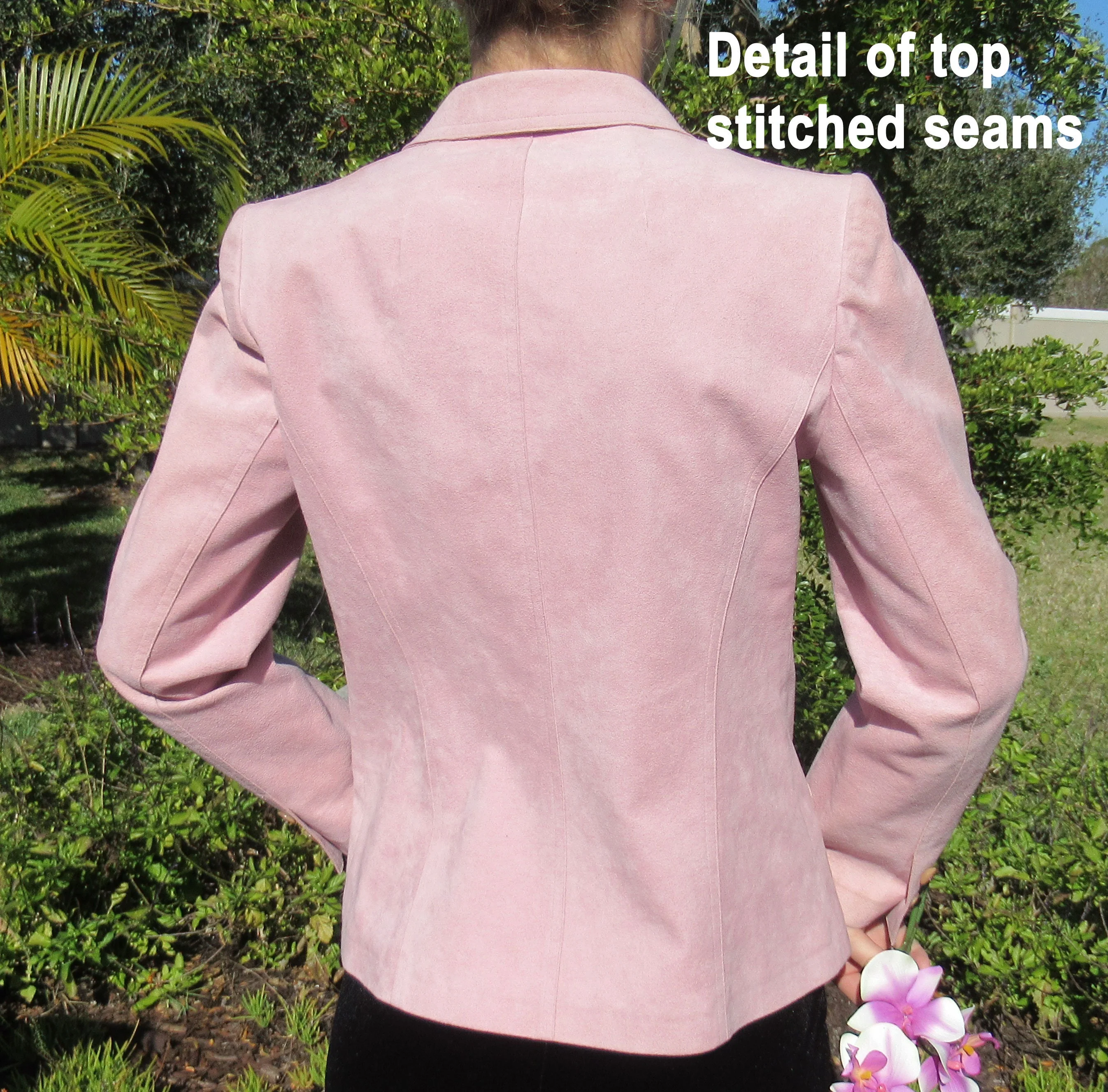 Abe Schrader Blazer Ultra Suede Pastel Pink Classic Princess Shape Fully Lined 1 Front Button Pockets Washable Classic Vintage by Abe Schrader - Image 10