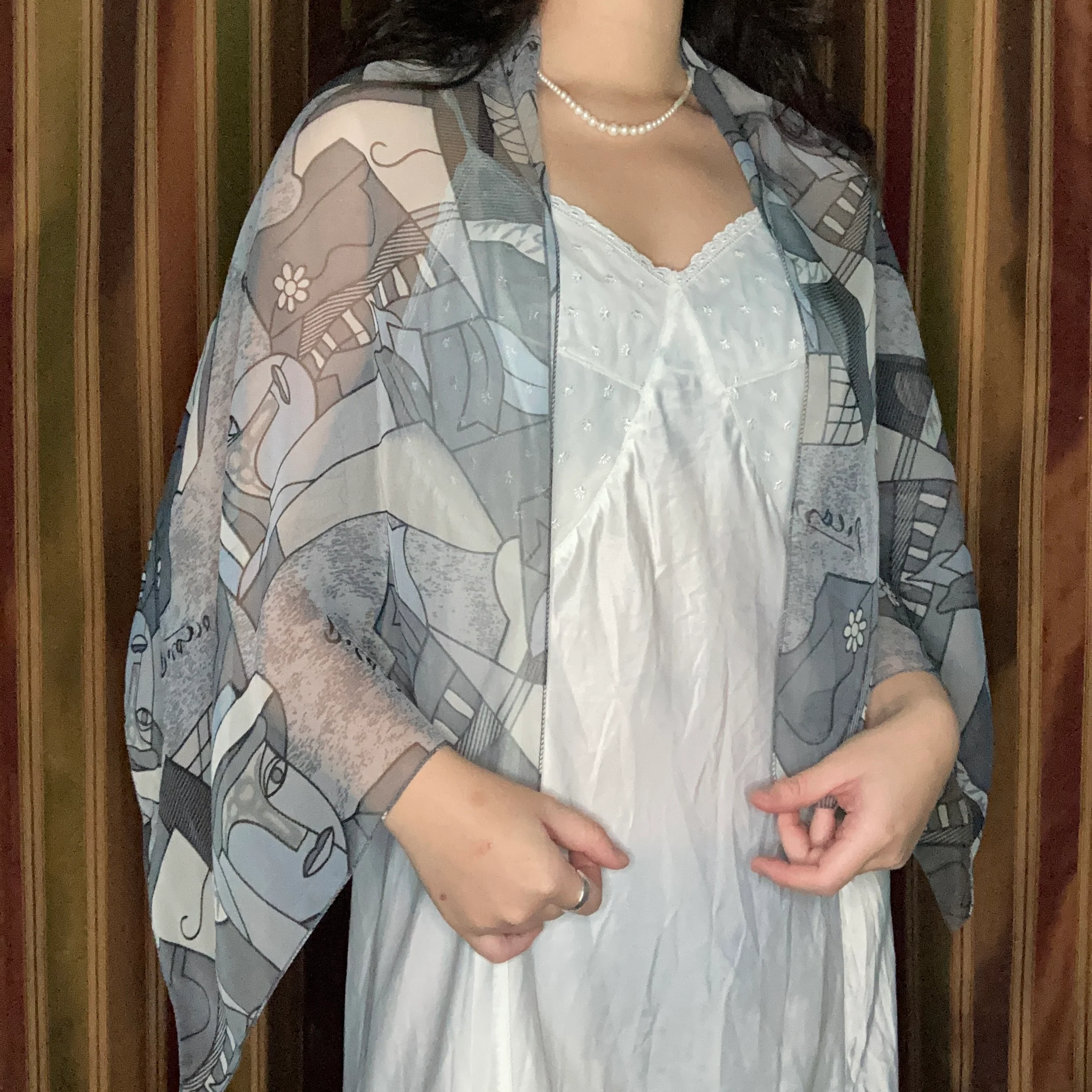 Abstract Art Picasso Printed Sheer Scarf - Image 4