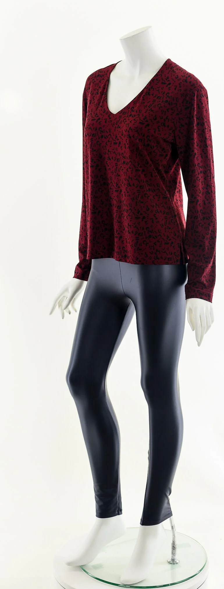 Abstract Print Maroon Slinky Blouse - Image 10
