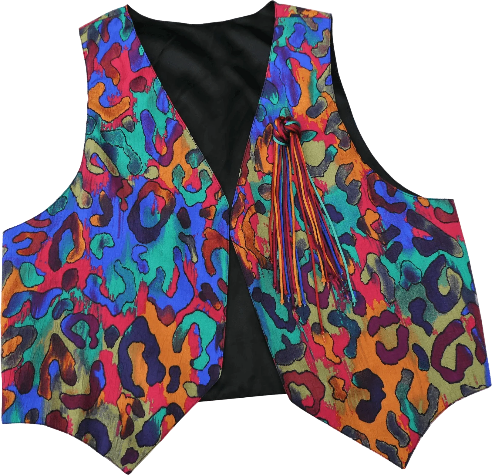 Abstract Wild Animal Psychedelic Vest Tassel M L