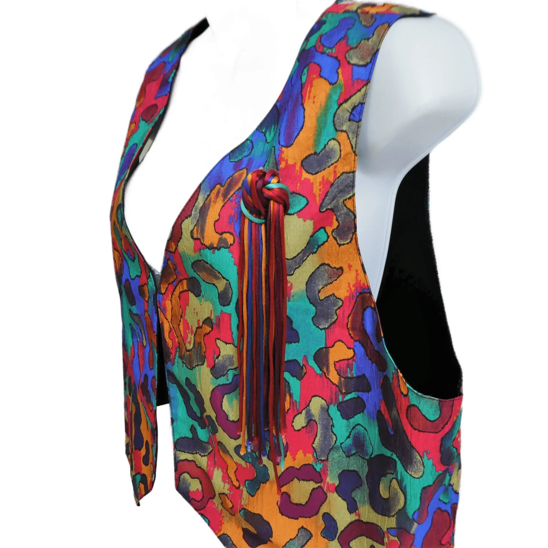 Abstract Wild Animal Psychedelic Vest Tassel M L - Image 4