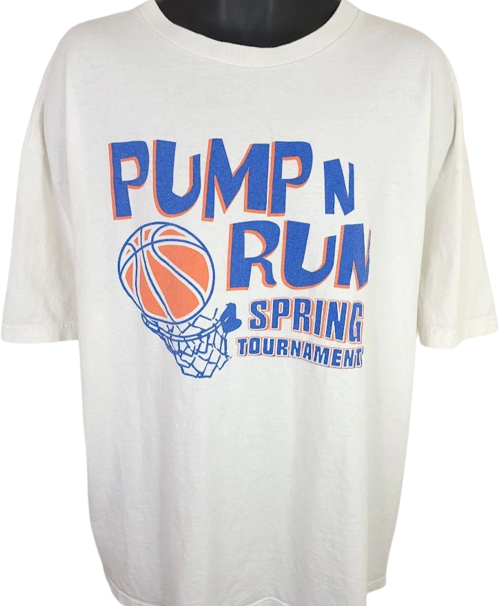 Adidas Basketball T-Shirt Vintage 90s Pump N Run Spring Tournament Mens Size 2xl