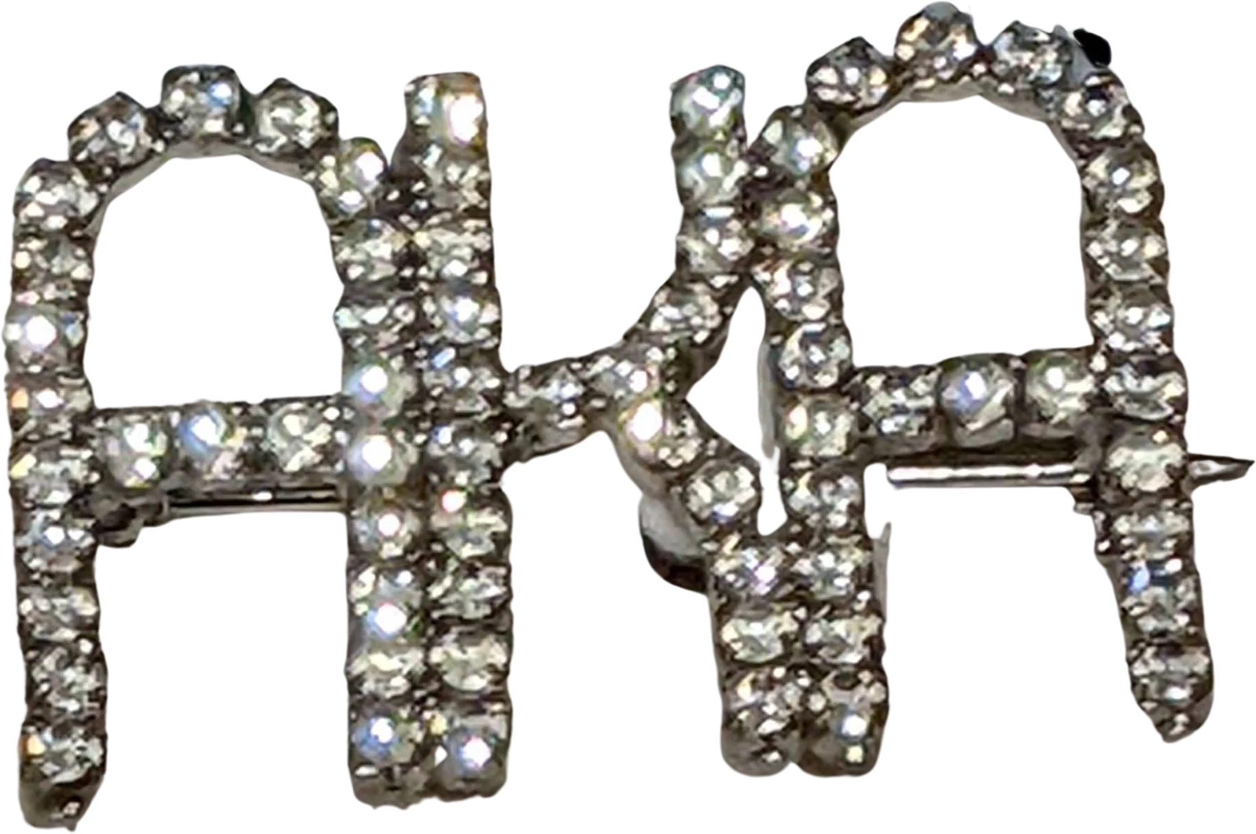 Aka Rhinestone Clear Prong Set Pin Lapel Vintage