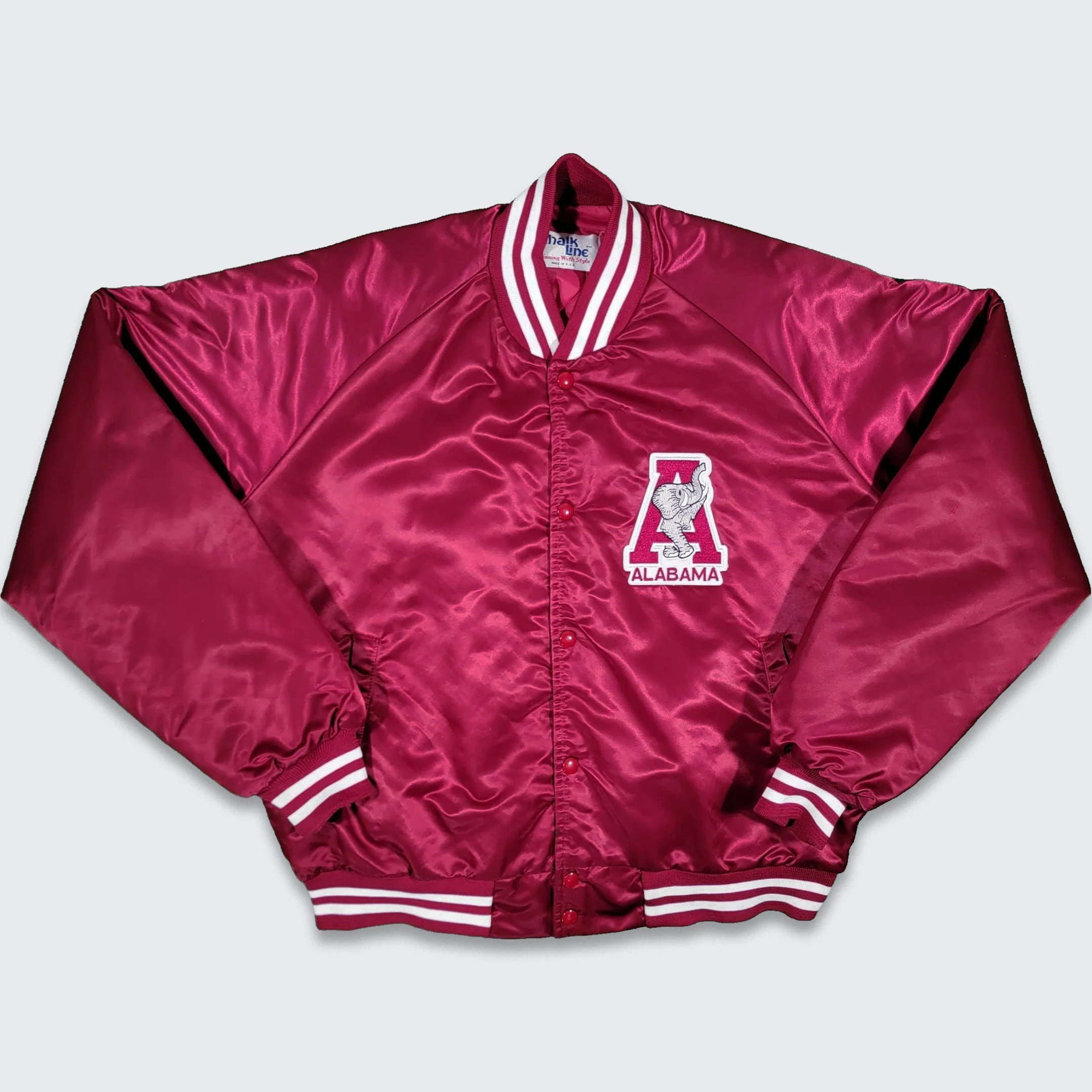 Alabama Crimson Tide Vintage 80s Chalk Line Satin Bomber Jacket College University Football Coat Size Xl by Chalk Line - Image 3