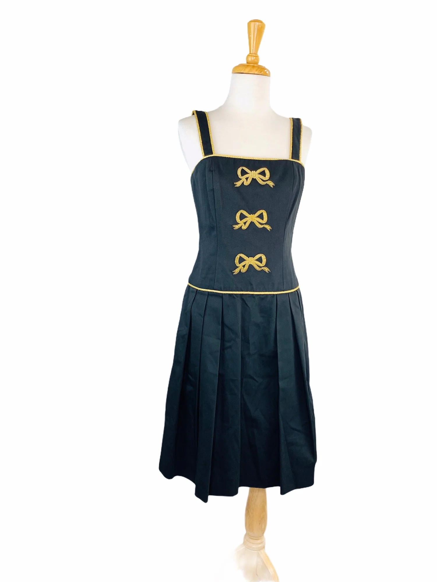 Albert Nipon Vintage 60s Dress Black Gold Bows Sz 4 by Isabell Gerhart Houston - Image 6