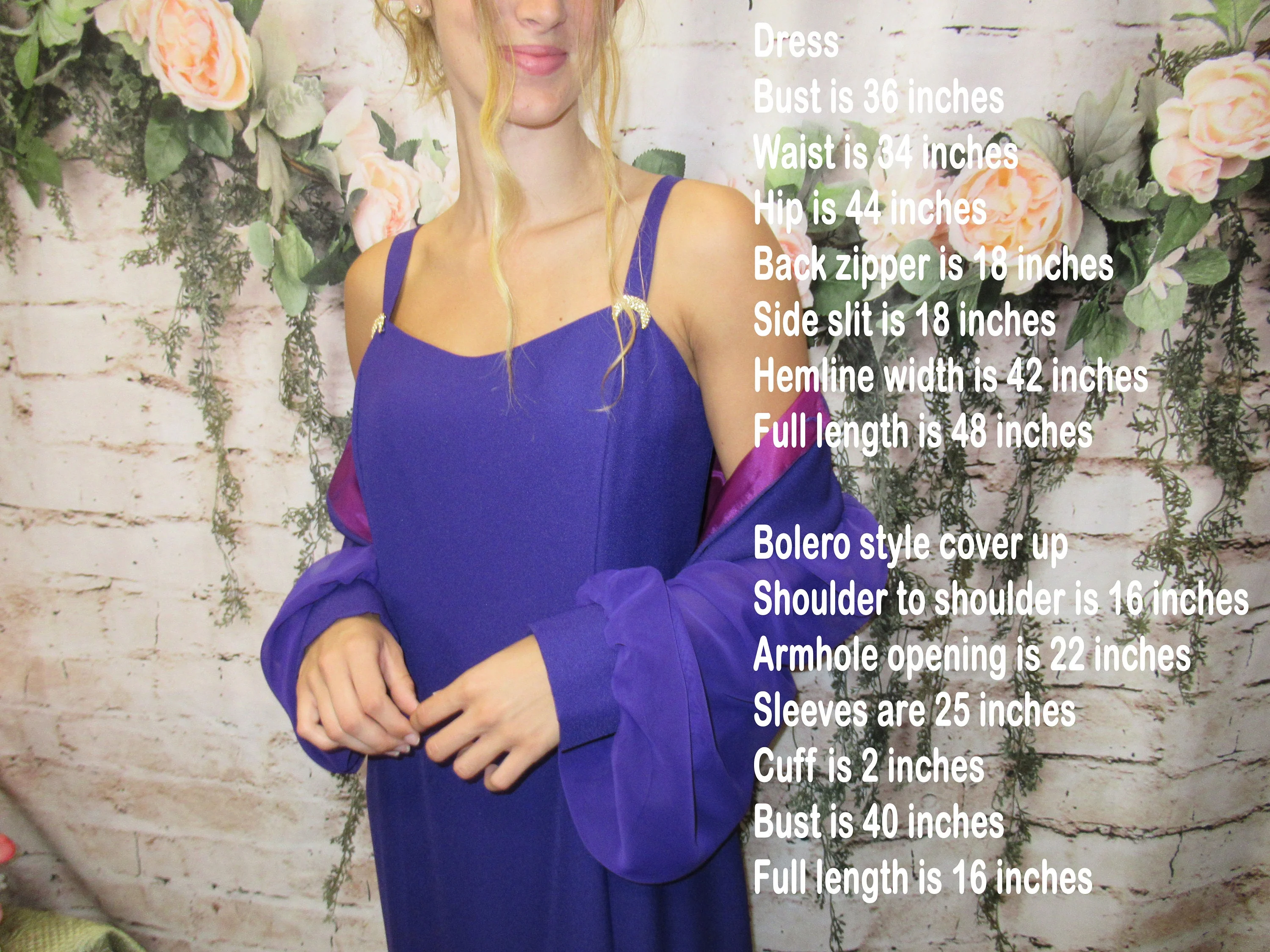 Alex Evenings Formal Dark Purple Dress with Matching Bolero Top Purple Polyester Fully Lined Scoop Neck Vintage by Alex Evenings - Image 6