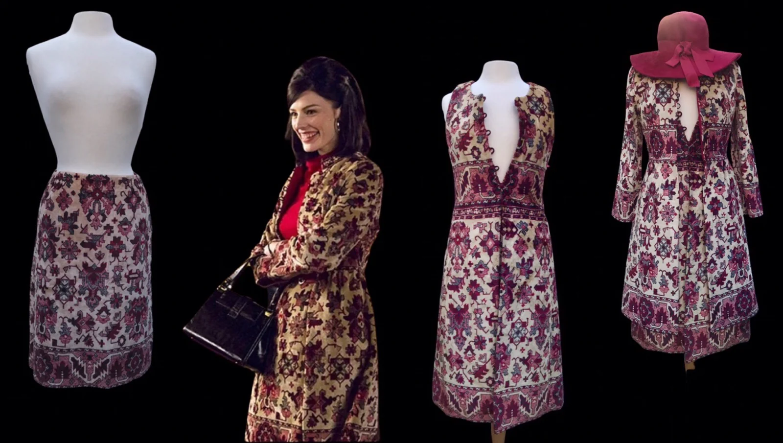 Anne Klein Tapestry Coat Skirt Vest 60s Mad Men - Image 4