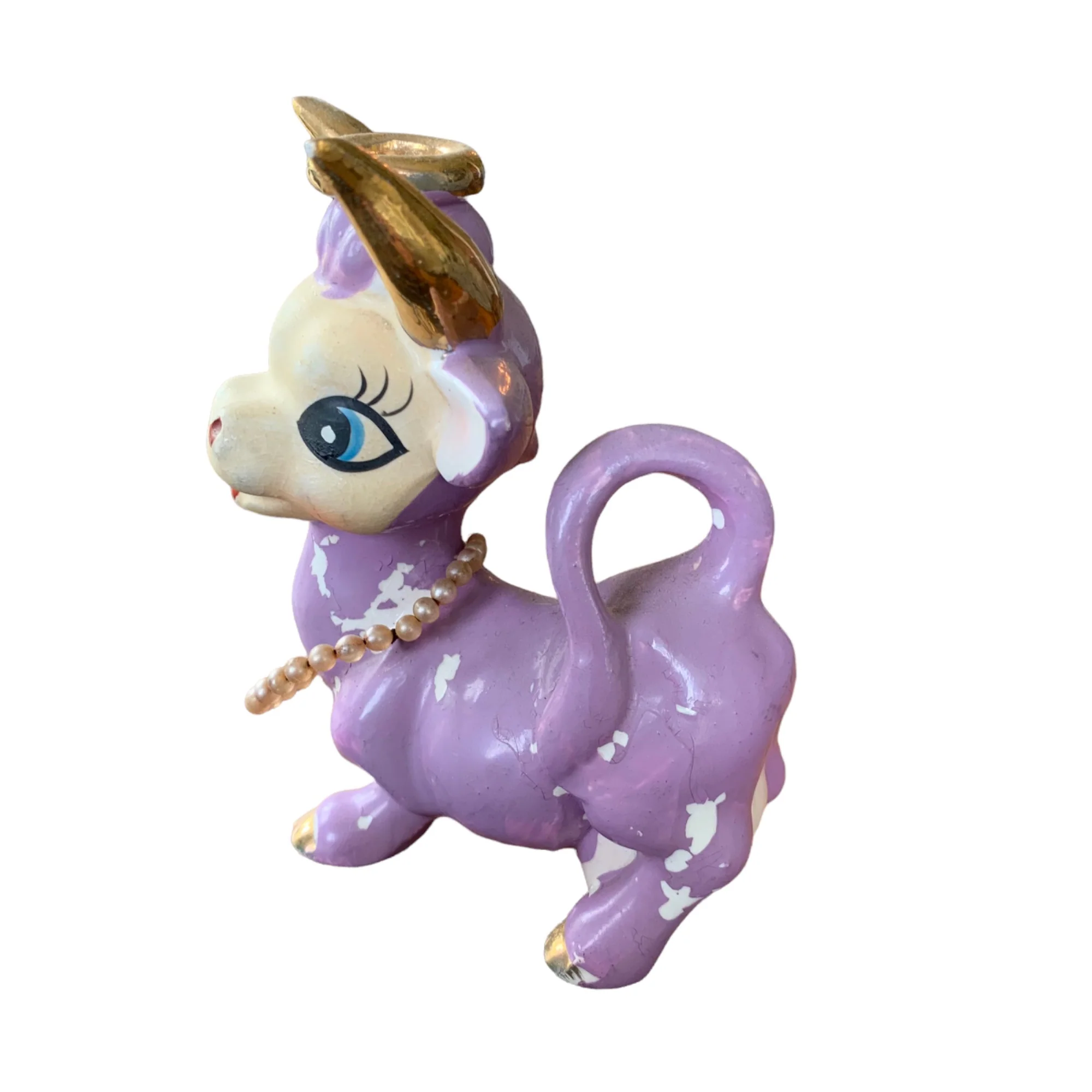 Anthropomorphic Purple Cow Figurine - Image 3