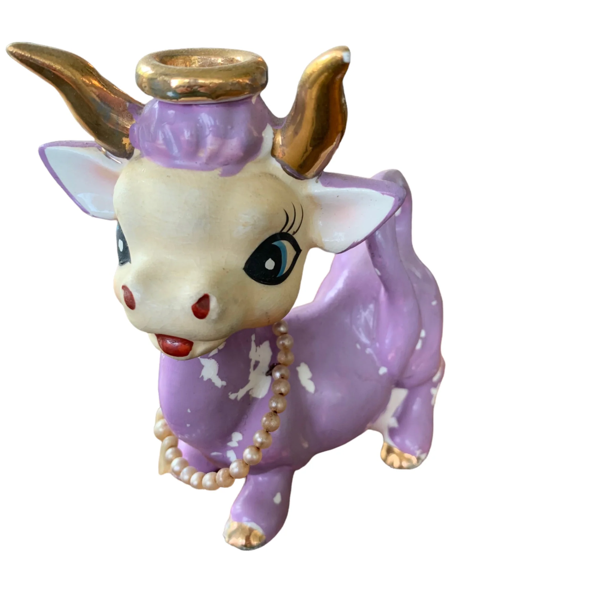 Anthropomorphic Purple Cow Figurine - Image 5