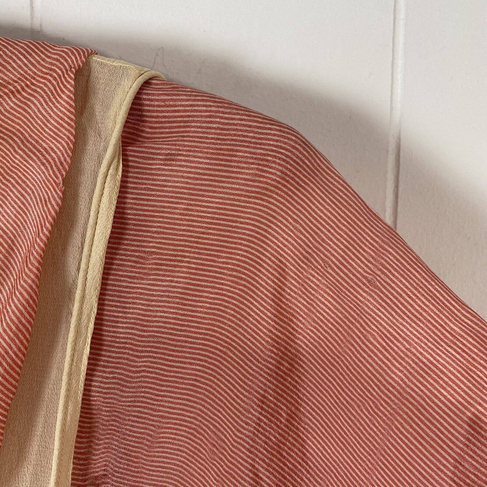 Antique 10s 20s Ivory and Pink Pinstriped Silk Collared Dress Pagoda Sleeves - Image 8