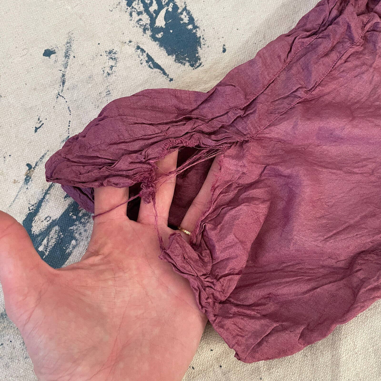 Antique 20s Fuschia Semi Sheer Tissue Weight Drop Waist Dress - Image 6