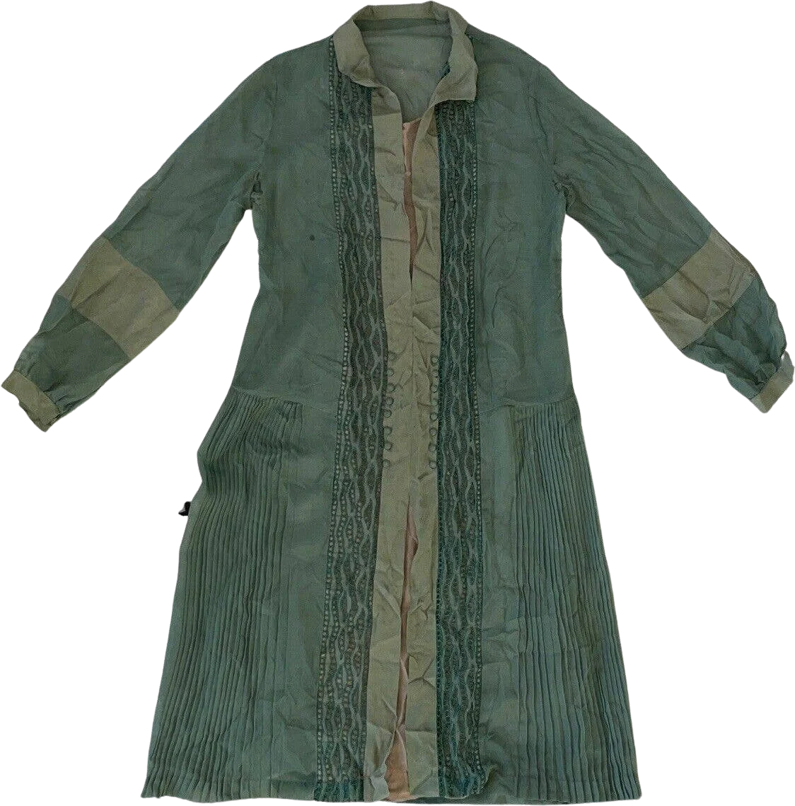 Antique 20s Long Sleeve Drop Waist Flapper Dress Tlc