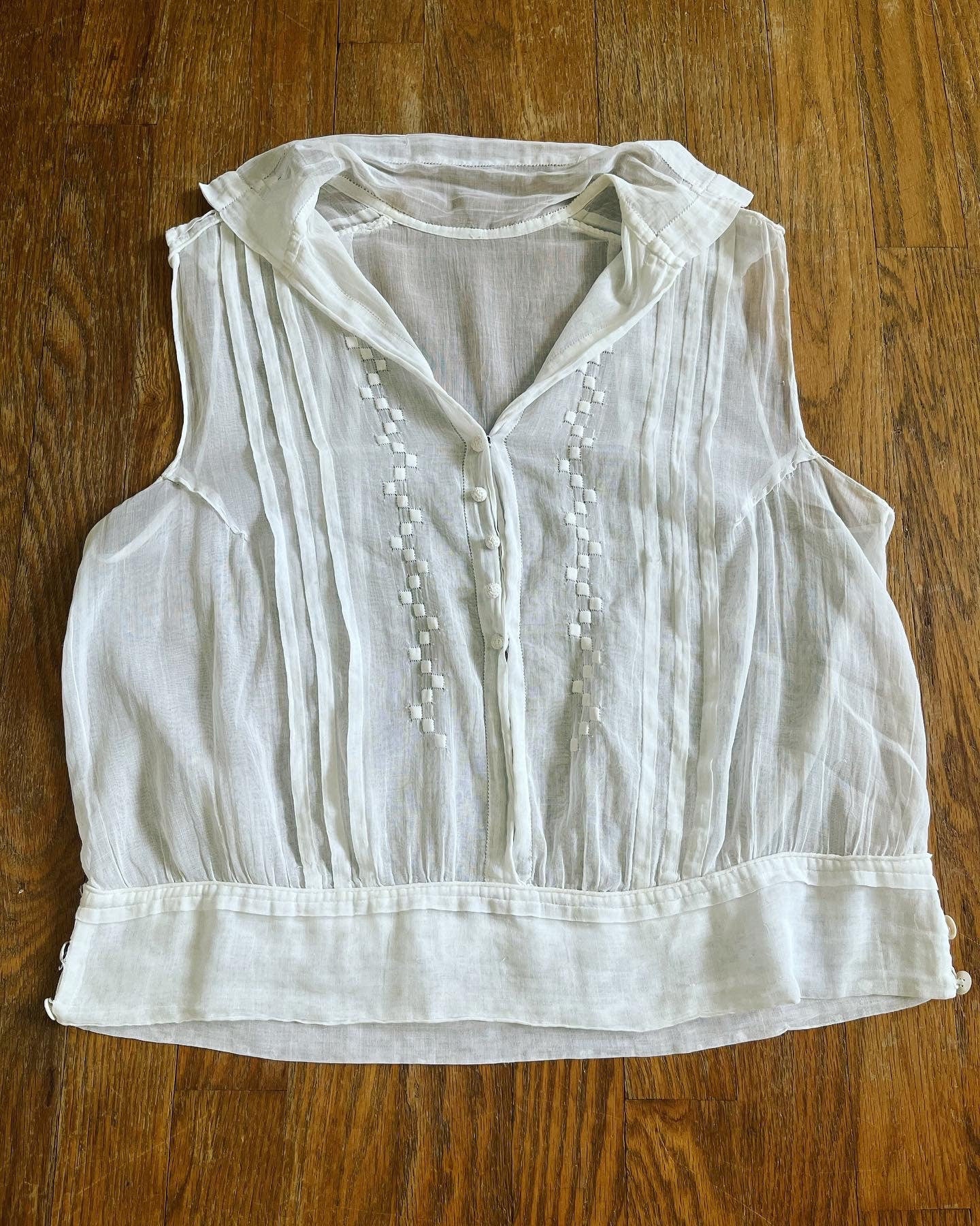 Antique Early Edwardian Edwardian Victorian Snow White Cotton Voile Sheer Blouse - Image 2