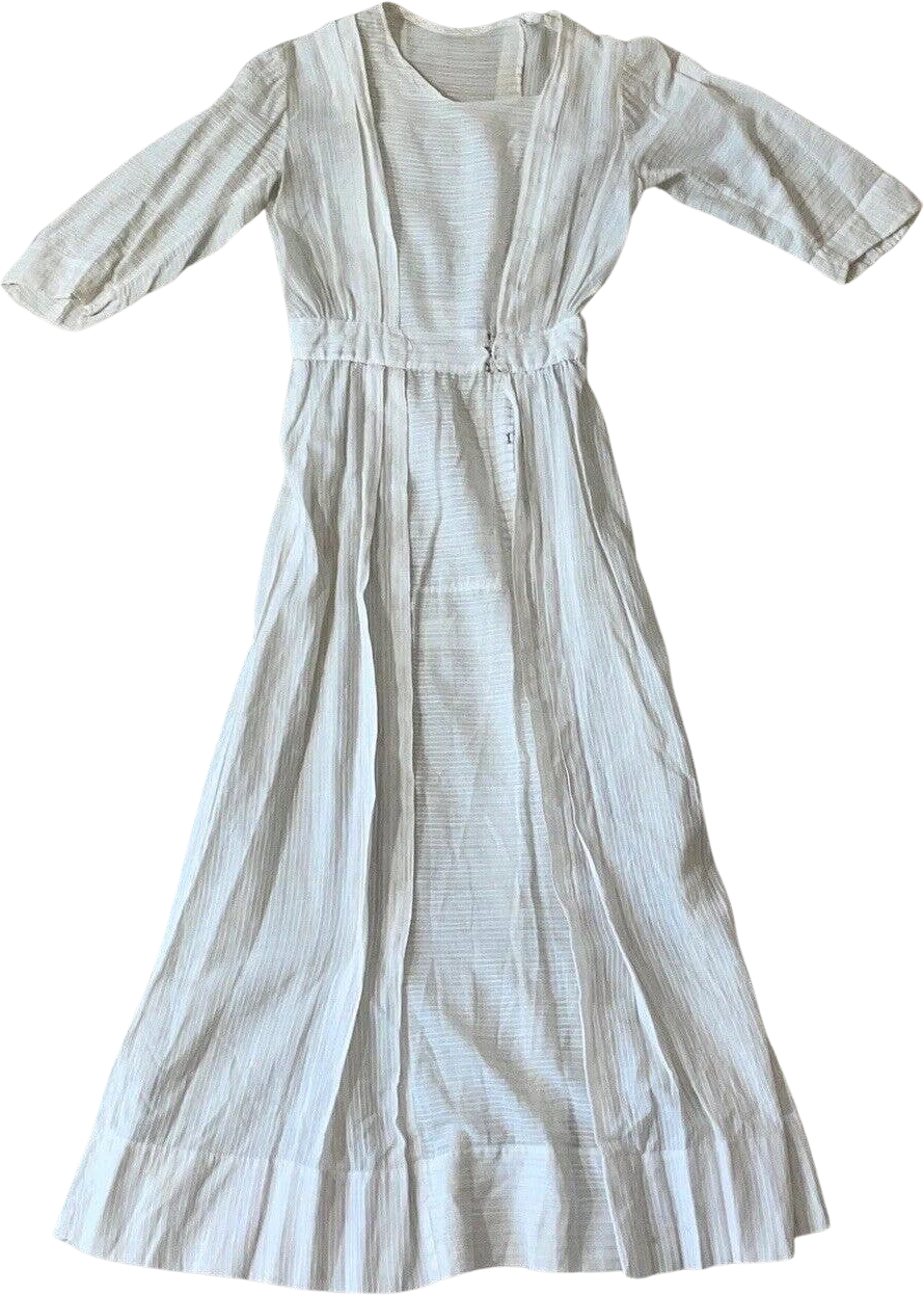 Antique Edwardian White Cotton Day Dress