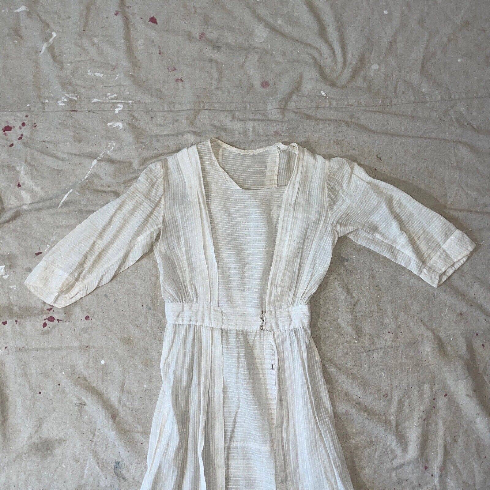 Antique Edwardian White Cotton Day Dress - Image 3
