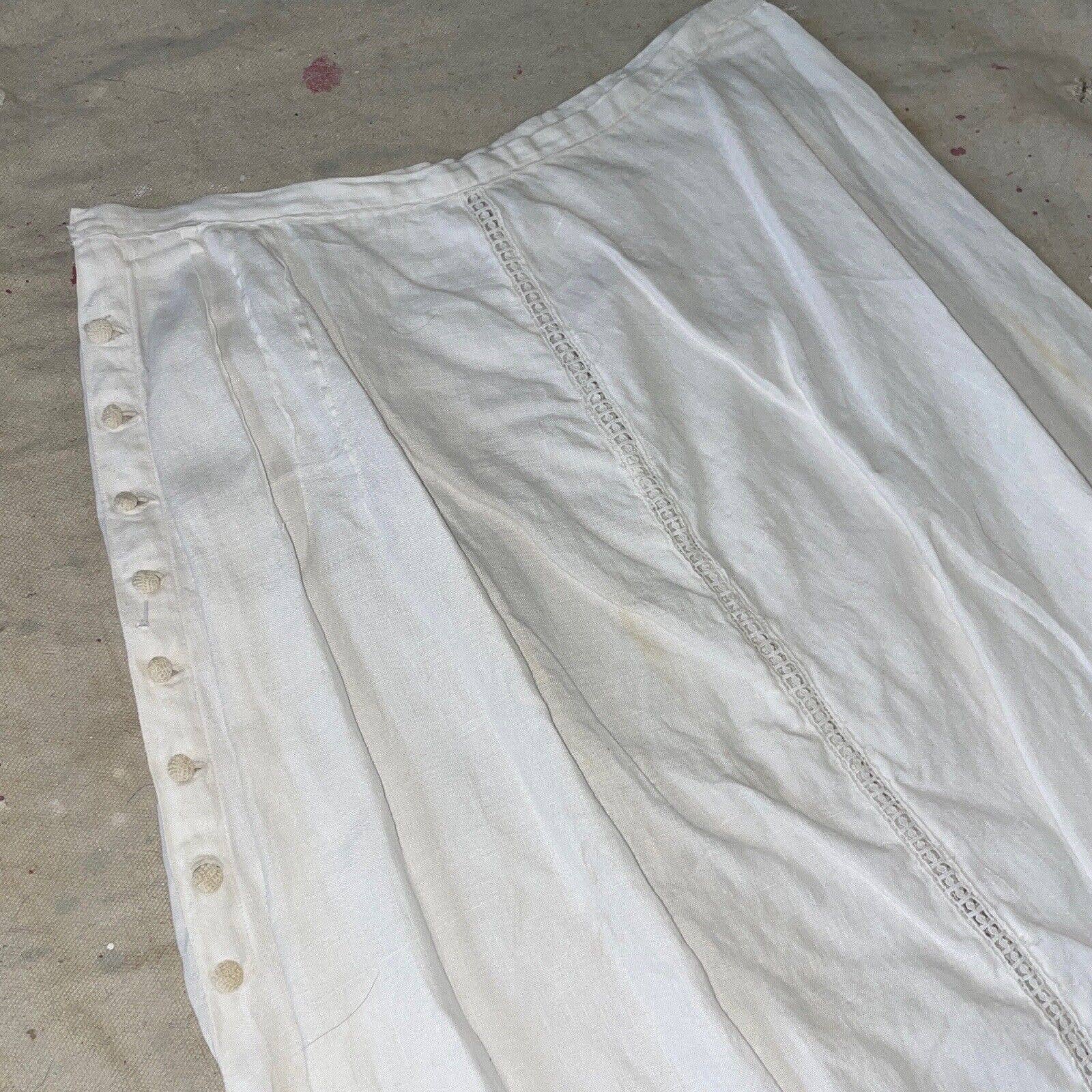Antique Edwardian White Linen/3d Floral Irish Crochet Top/blouse Skirt Dress Set - Image 4