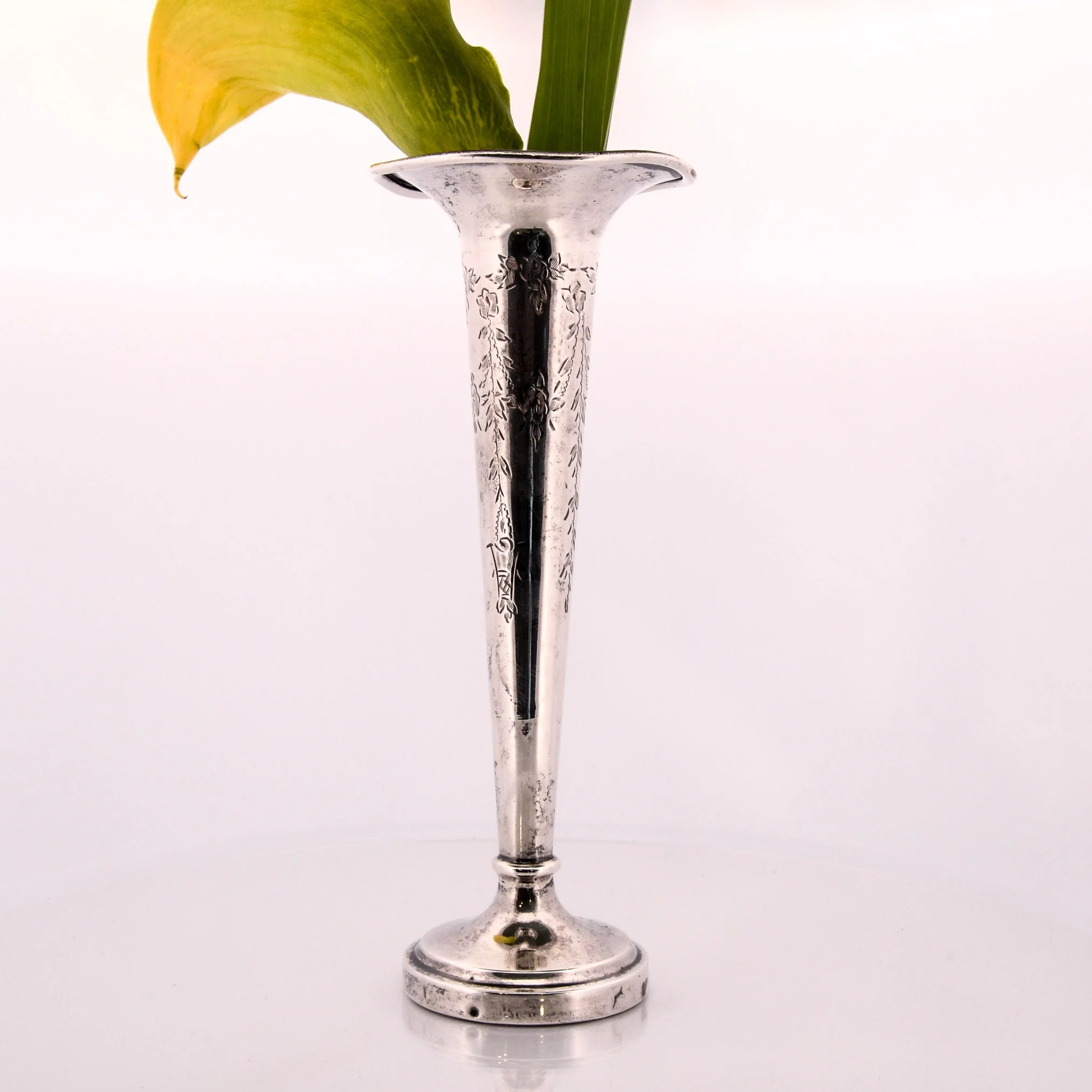 Antique Fluted Sterling Silver Vase Early 20th Century Victorian Ornate Vase - Image 2