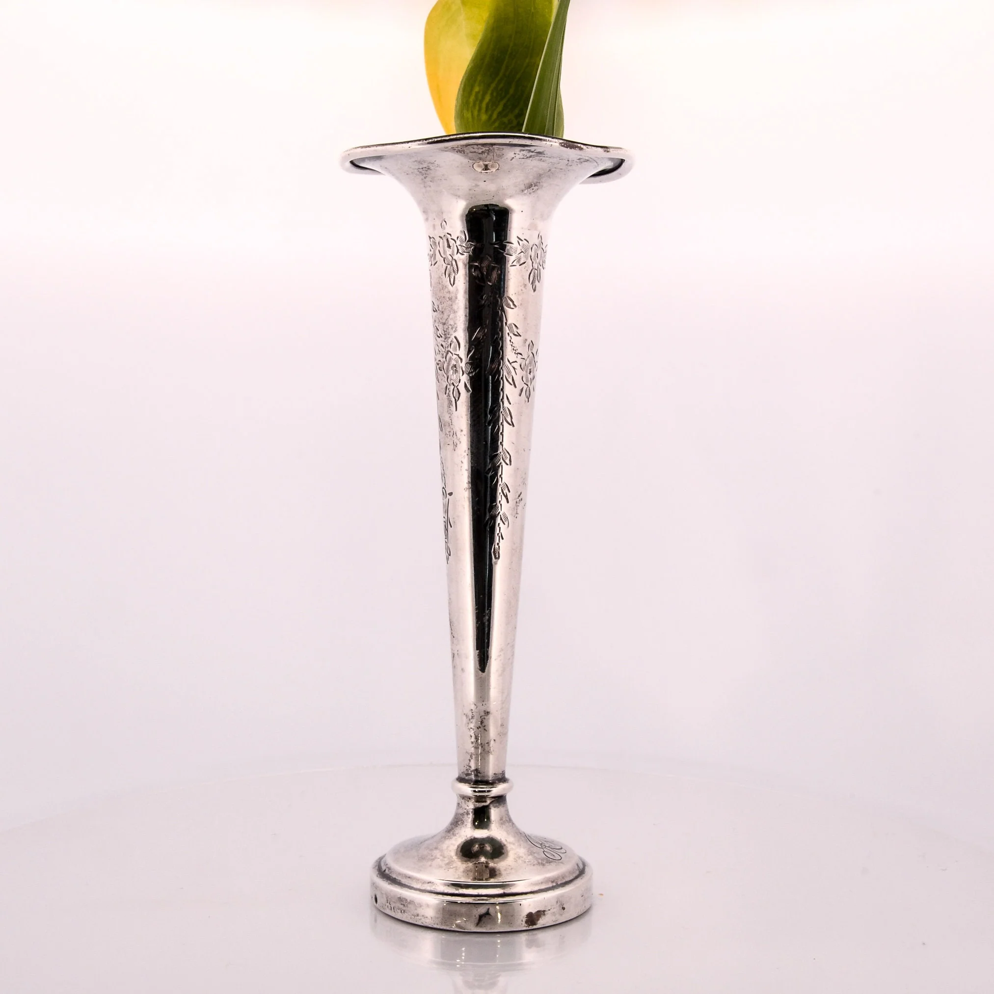 Antique Fluted Sterling Silver Vase Early 20th Century Victorian Ornate Vase - Image 3