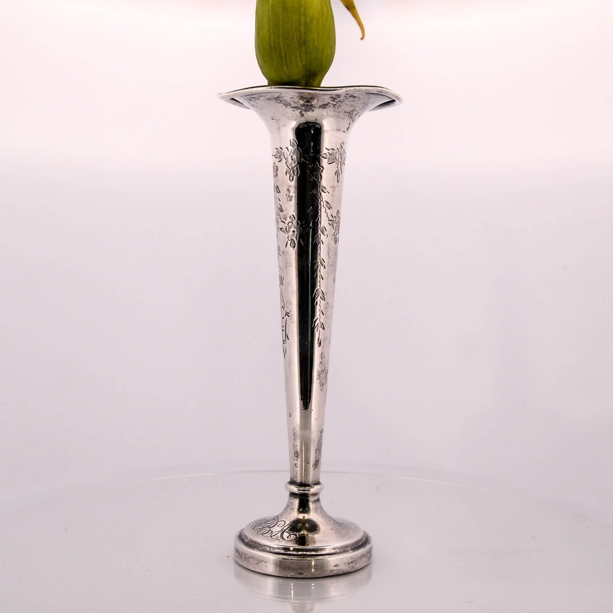 Antique Fluted Sterling Silver Vase Early 20th Century Victorian Ornate Vase - Image 7