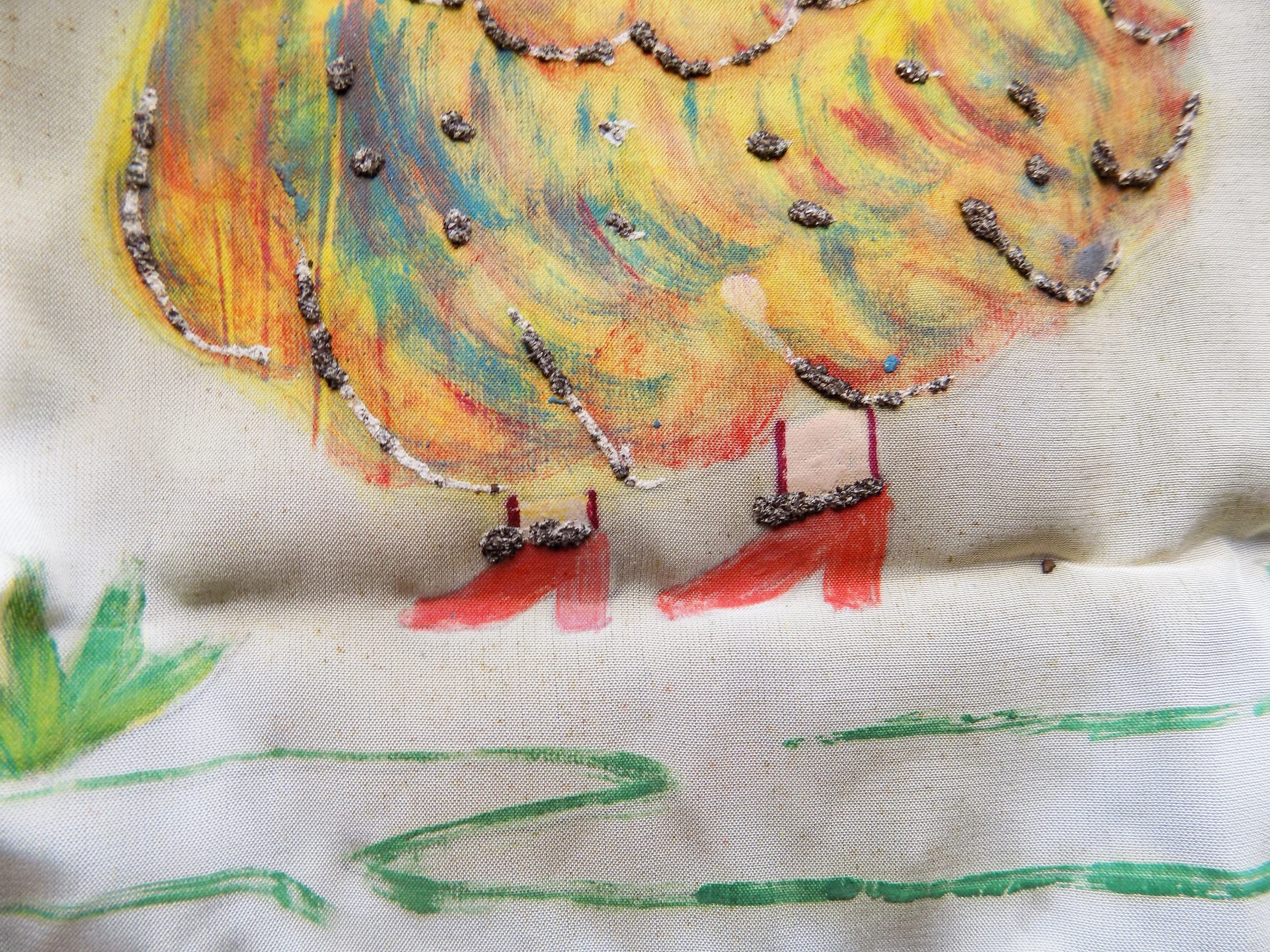 Antique Hand Painted Primitive Table Runners Dresser Scarves Or Folk Scenes Metallic Detailing Hand Edged - Image 4