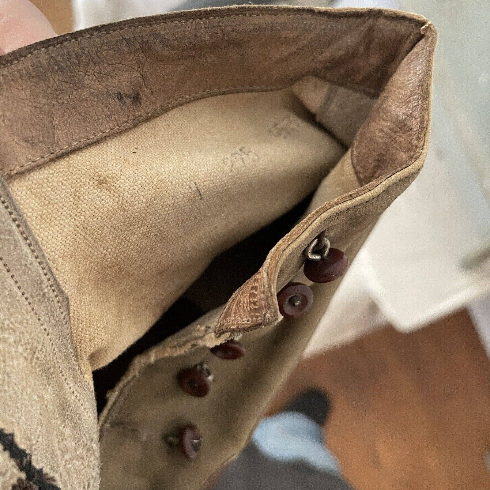 Antique Victorian Edwardian Mens Edwardian Shoes Ankle Boots Two Tone Button Up by Antique - Image 6
