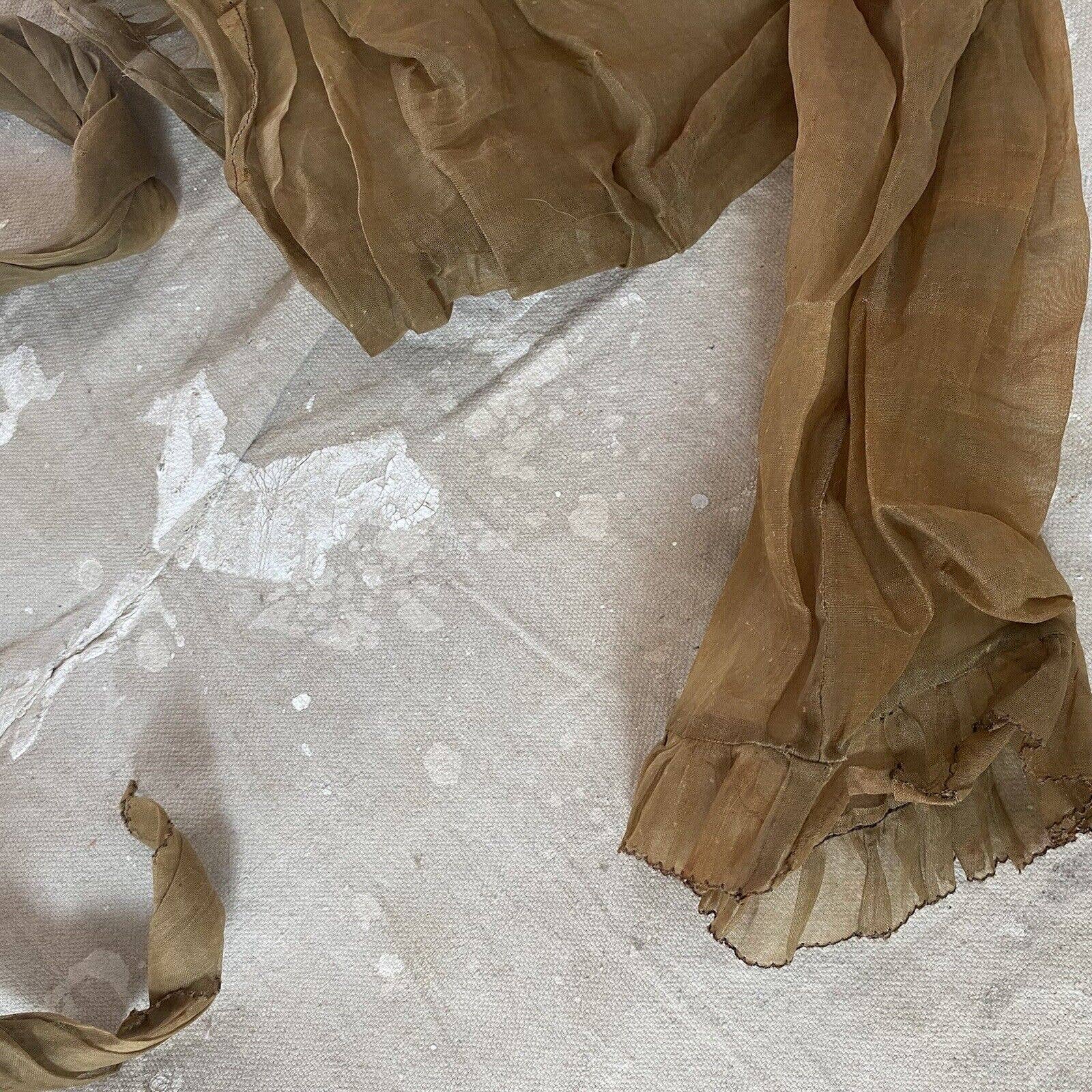 Antique Victorian Edwardian Sheer Silk Organza Wrap Shrug Bolero Blouse - Image 11