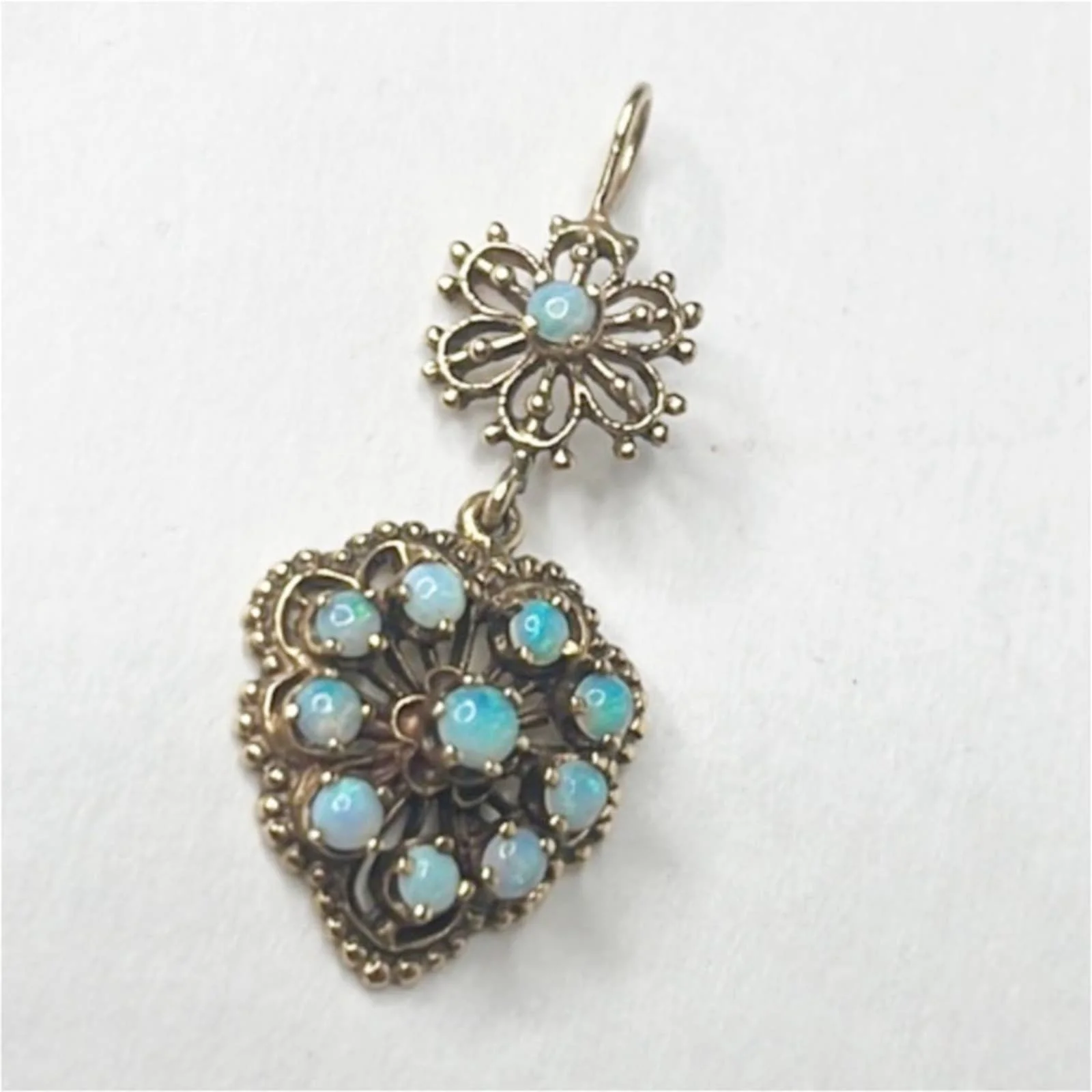Antique Victorian Opal Heart Pendant 14k Gold - Image 4