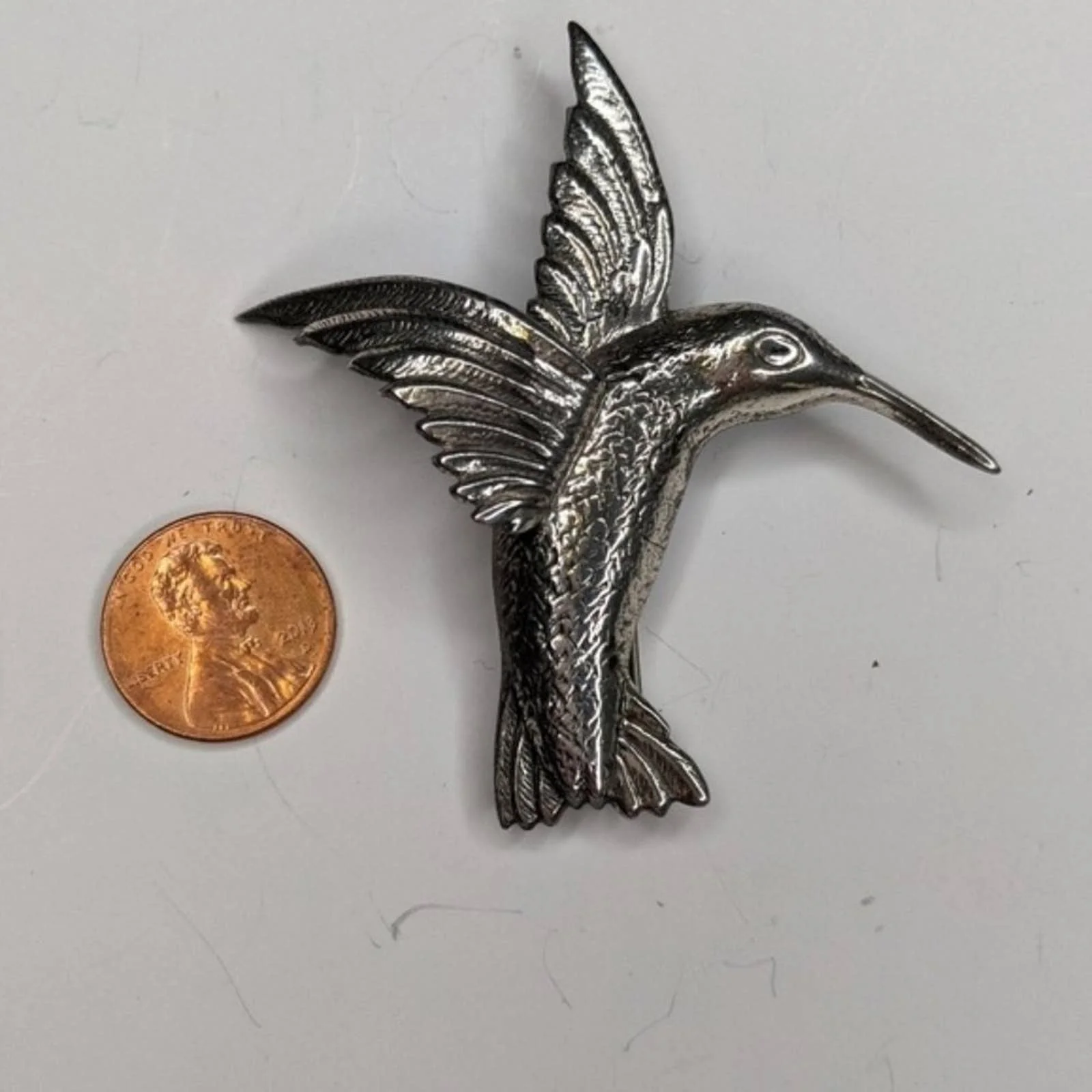 Antique Vintage Sterling Silver Hummingbird Brooch C Clasp - Image 9