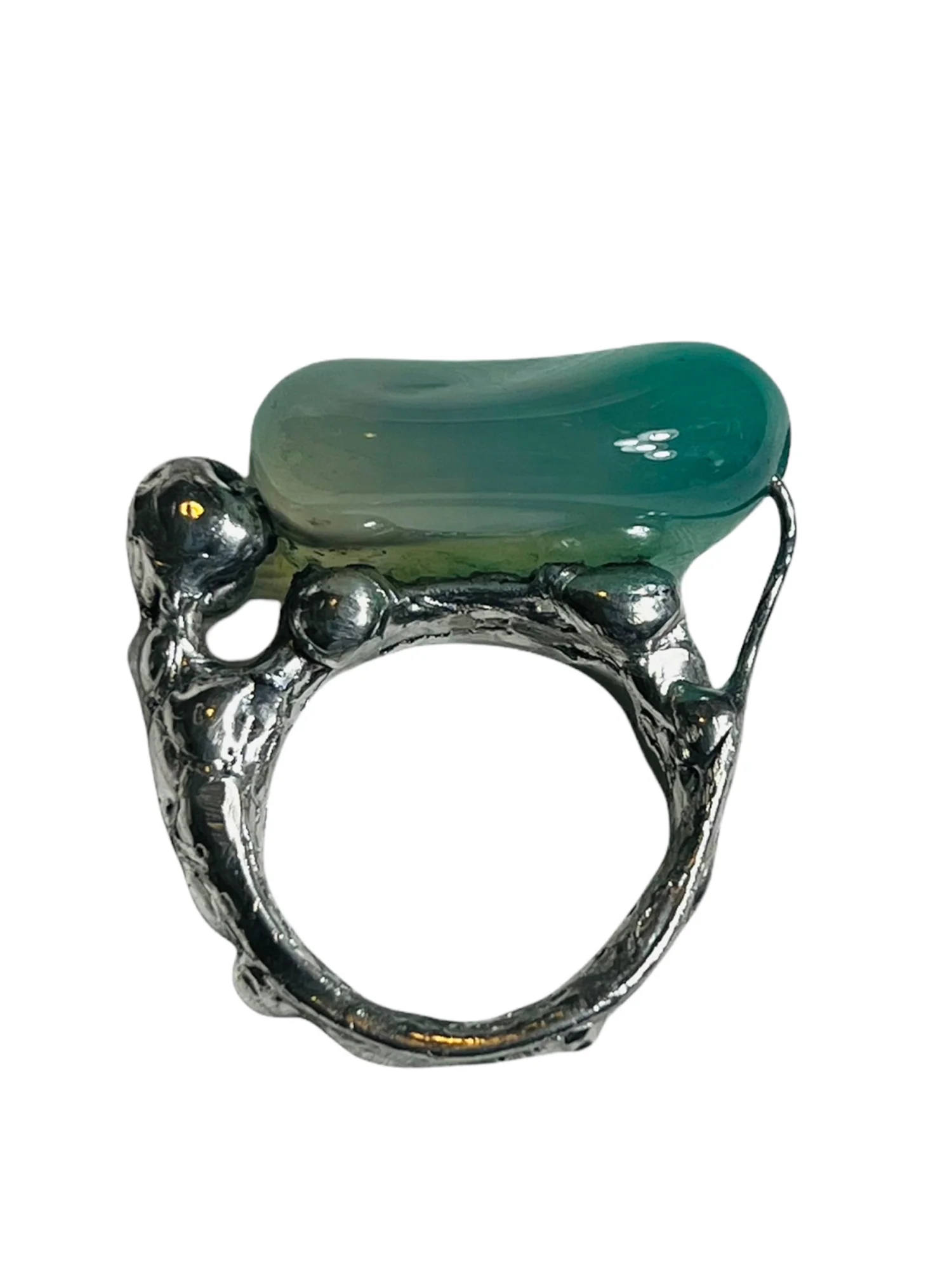 Aqua Chalcedony Handmade Soldered Ring - Image 6