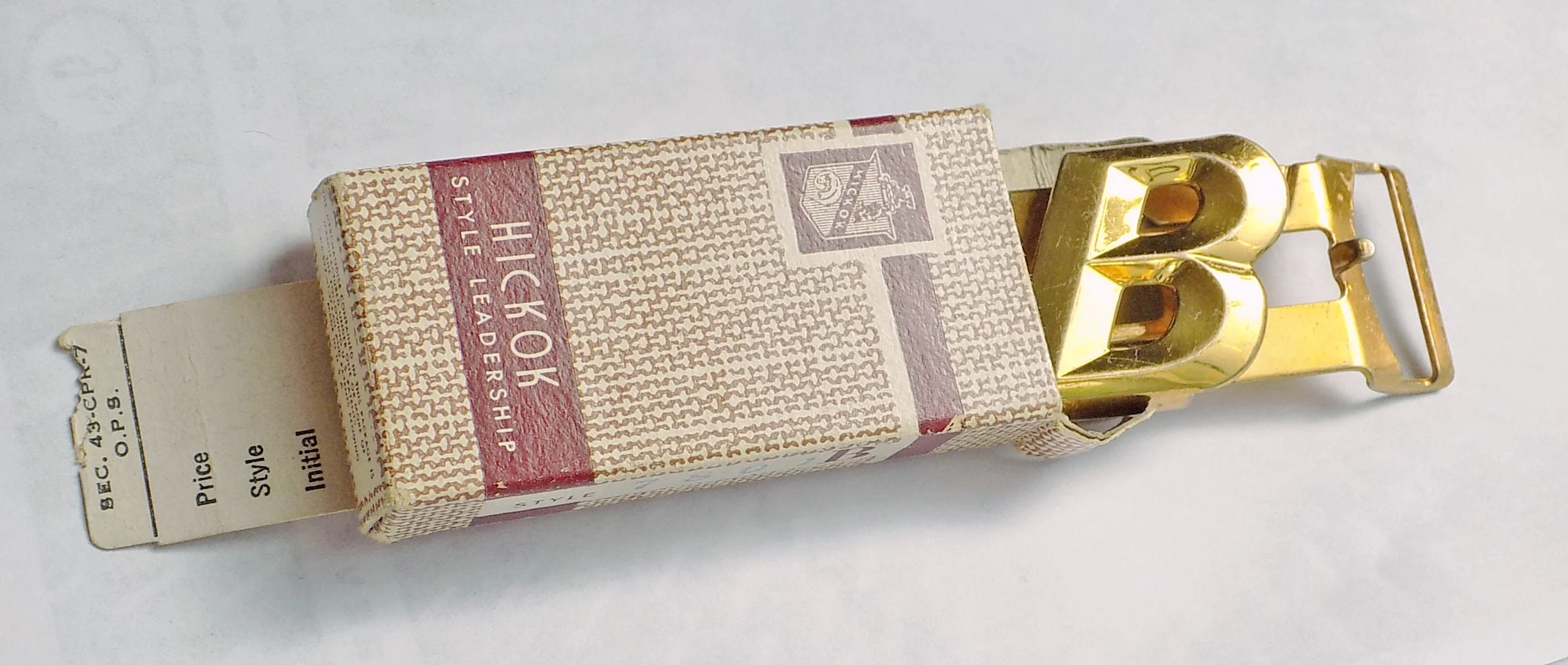 Art Deco 40s Hickok Man's Gold Tone Belt Buckle In Original Box Letter B Initial Monogram - Image 6