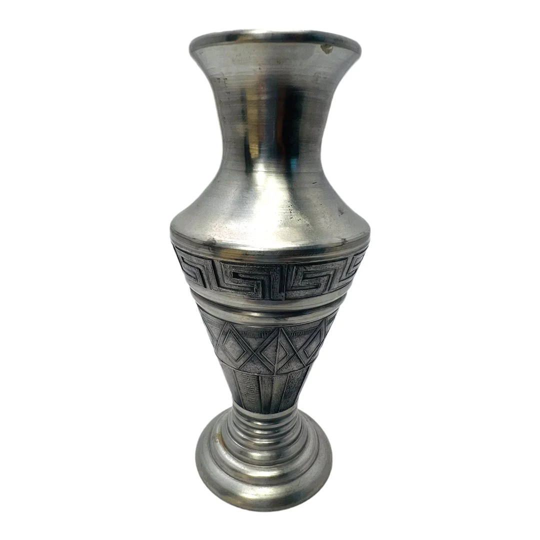 Art Deco Pewter Vase Greek Key Pattern Hallmarked J. B. 50s Vintage by J.B. Justice - Image 10