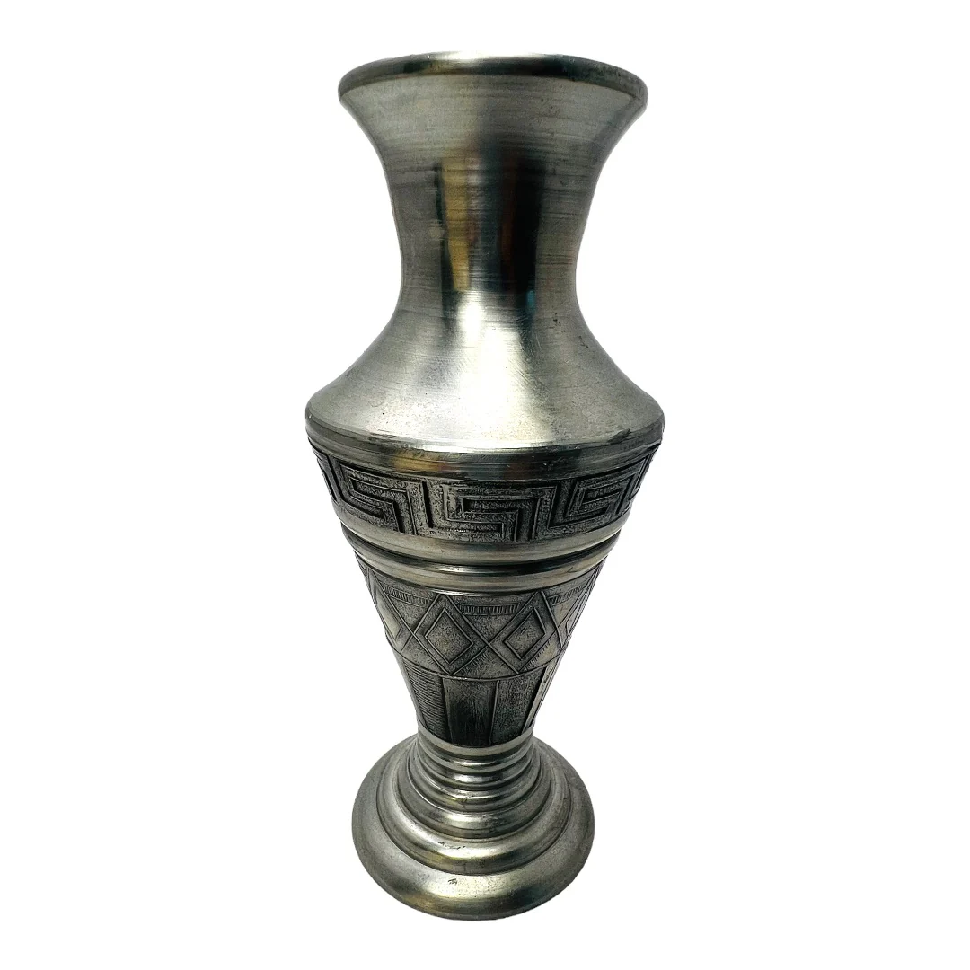 Art Deco Pewter Vase Greek Key Pattern Hallmarked J. B. 50s Vintage by J.B. Justice - Image 5
