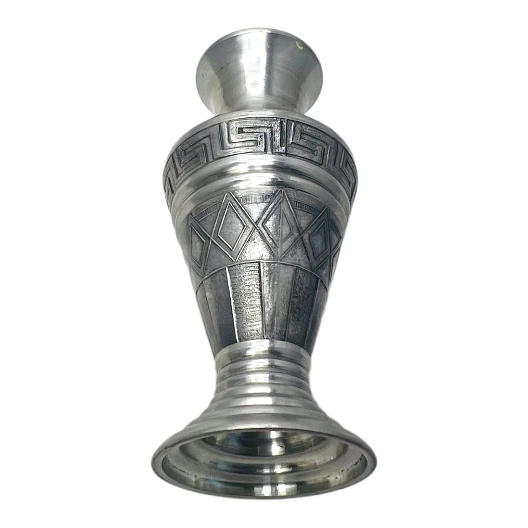 Art Deco Pewter Vase Greek Key Pattern Hallmarked J. B. 50s Vintage by J.B. Justice - Image 8