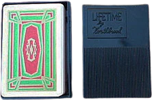 Art Nouveau Gold and Red Playing Cards In 50s Black Plastic Case