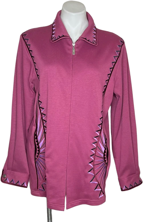 Art To Wear Embroidered Zip Jacket Plum Purple By Bob Mackie
