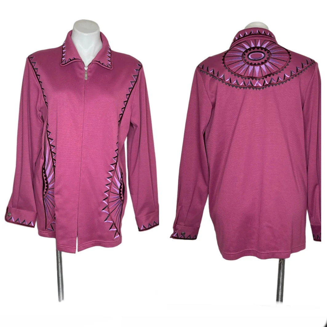 Art To Wear Embroidered Zip Jacket Plum Purple By Bob Mackie - Image 8