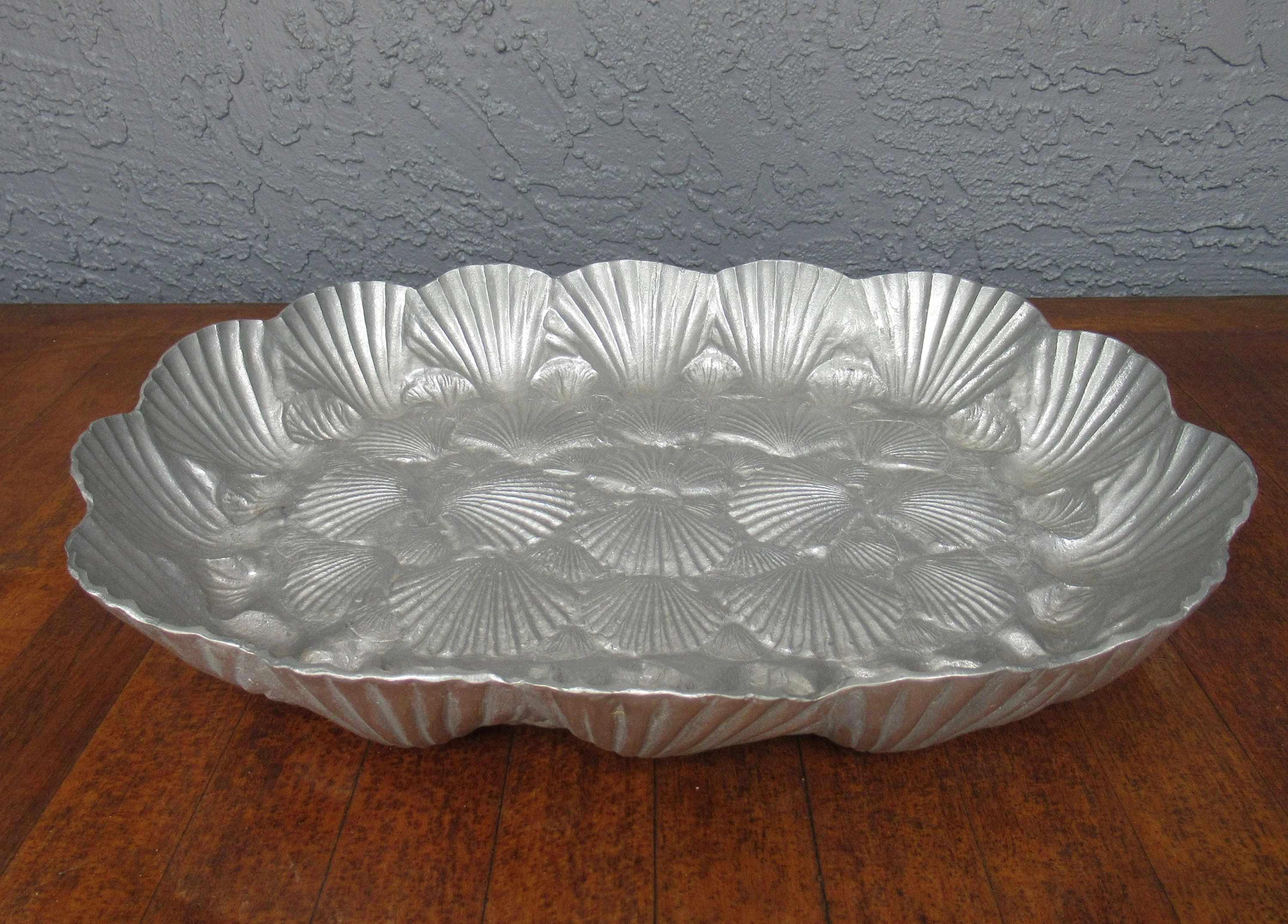 Arthur Court Seashell Serving / Display Tray Copyright 1980, Cast Aluminum 16 by 14 Inches, 3 Inches Deep, Scalloped Edges, Exquisite Piece - Image 10