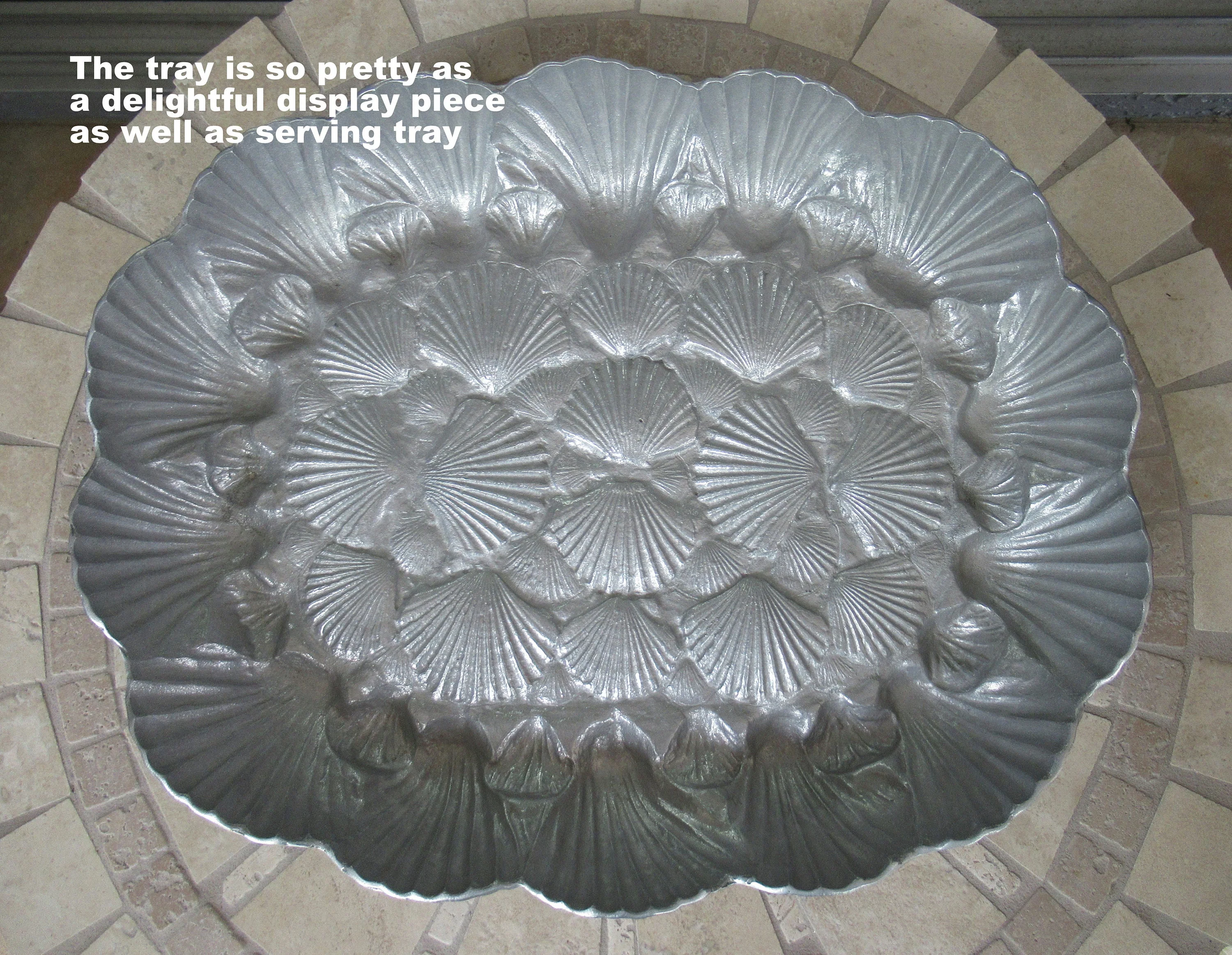 Arthur Court Seashell Serving / Display Tray Copyright 1980, Cast Aluminum 16 by 14 Inches, 3 Inches Deep, Scalloped Edges, Exquisite Piece - Image 5