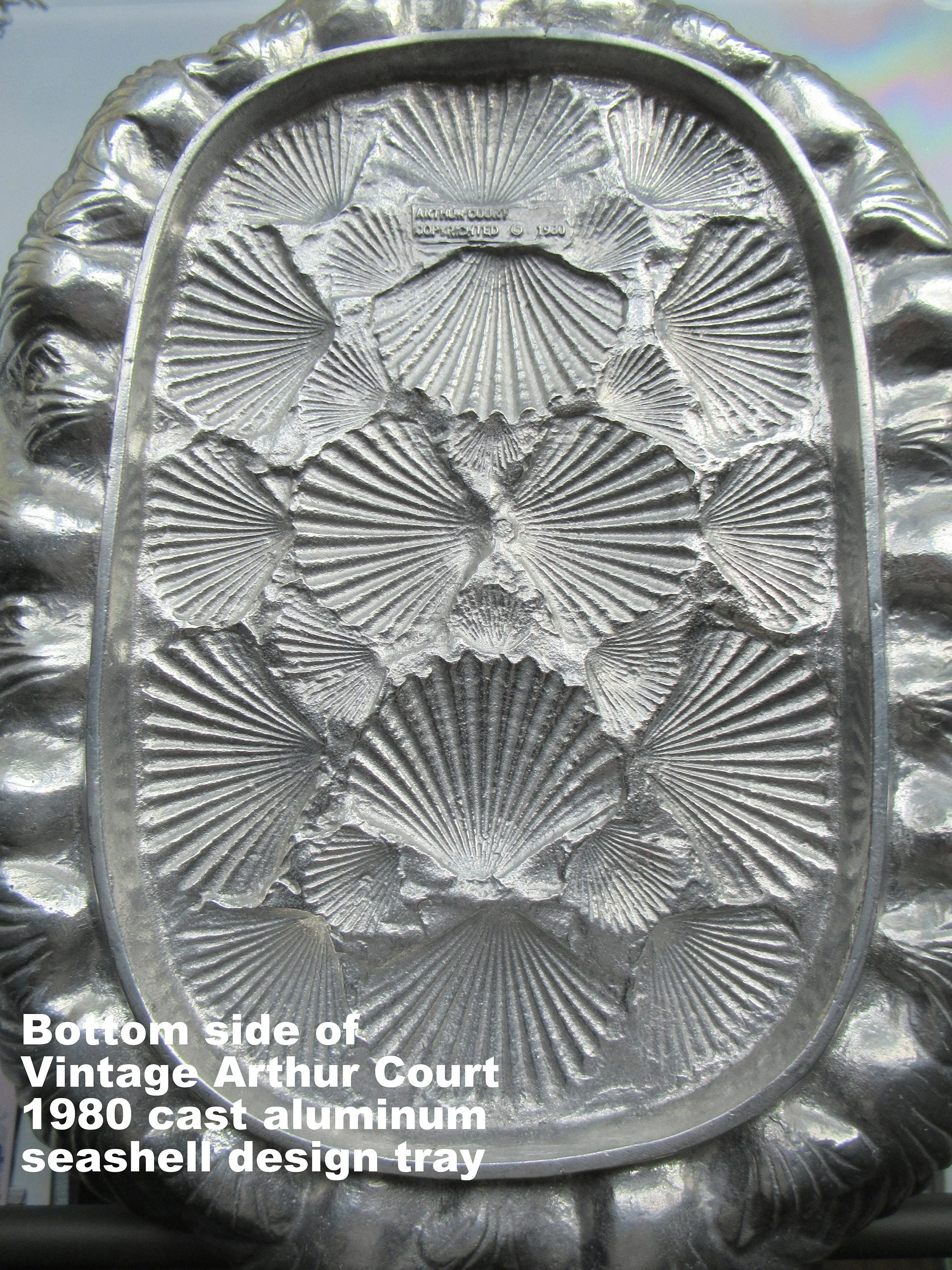 Arthur Court Seashell Serving / Display Tray Copyright 1980, Cast Aluminum 16 by 14 Inches, 3 Inches Deep, Scalloped Edges, Exquisite Piece - Image 6