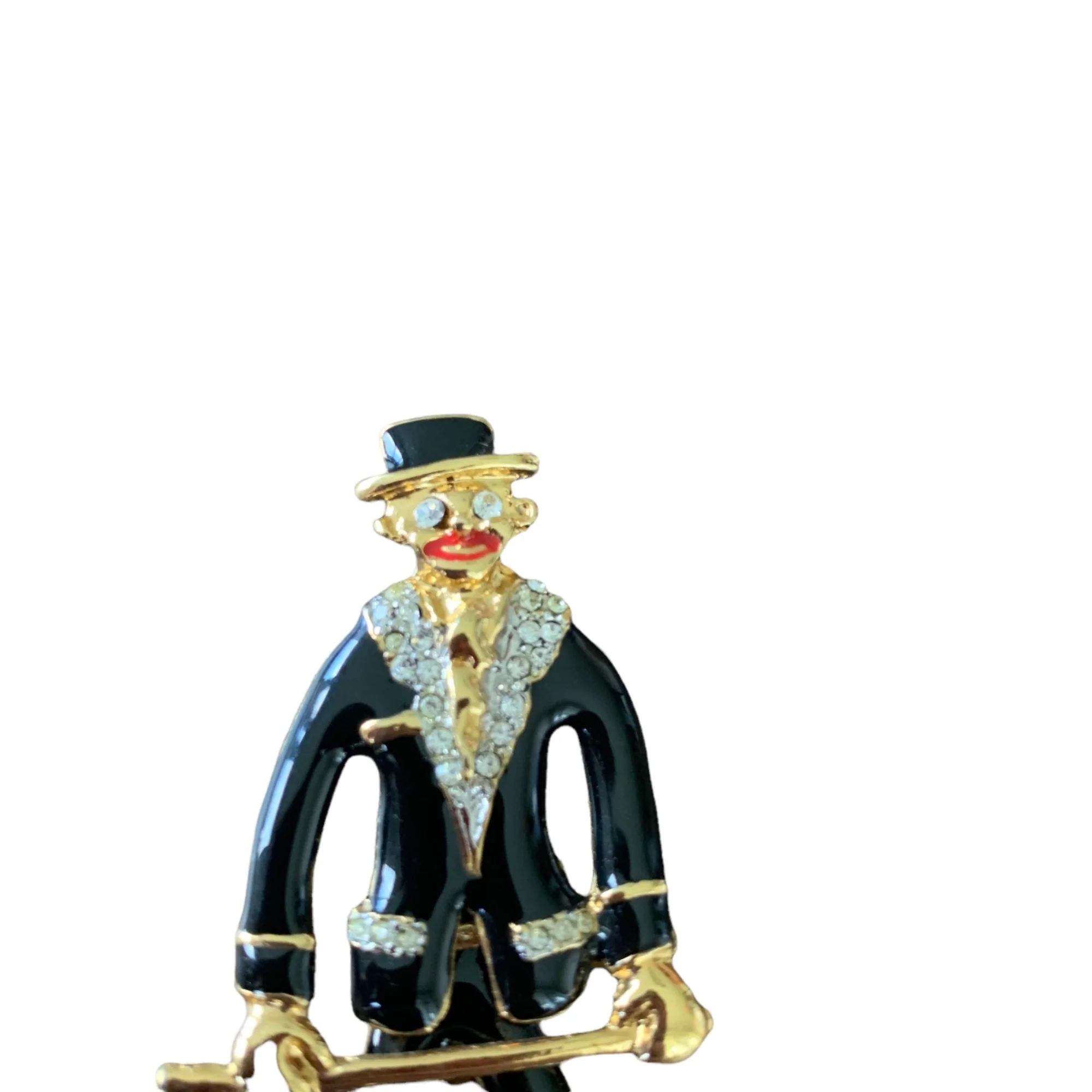 Articulated Enamel Rhinestone Clown Jester Brooch - Image 5