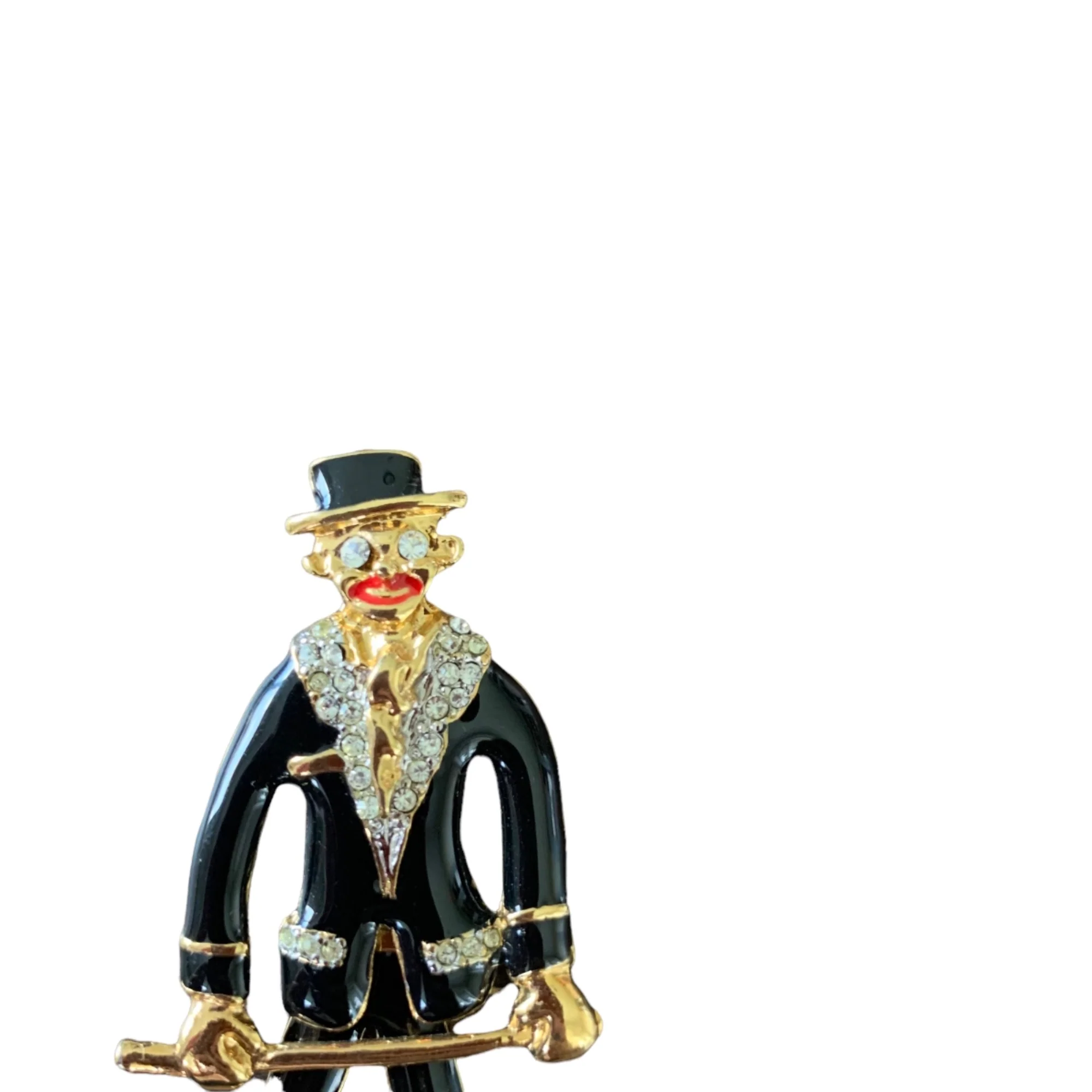Articulated Enamel Rhinestone Clown Jester Brooch - Image 8