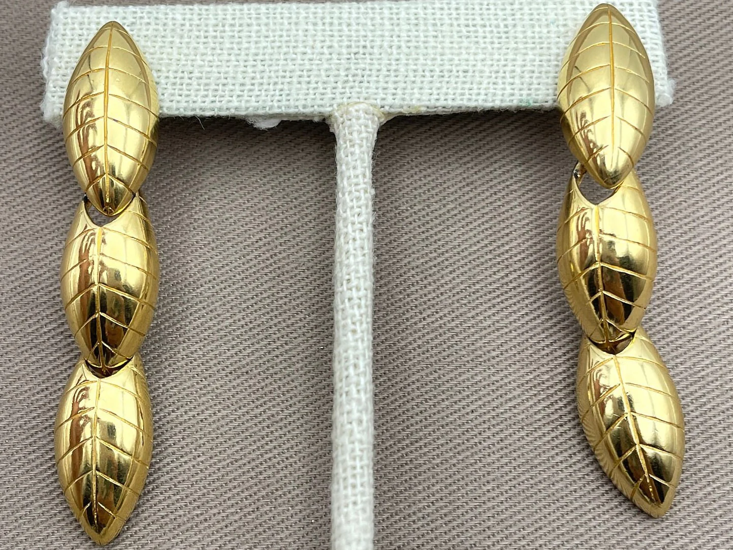 Articulated Gold Tone Dangle Statement Earrings for Pierced Ears Vintage Designer by Monet - Image 3