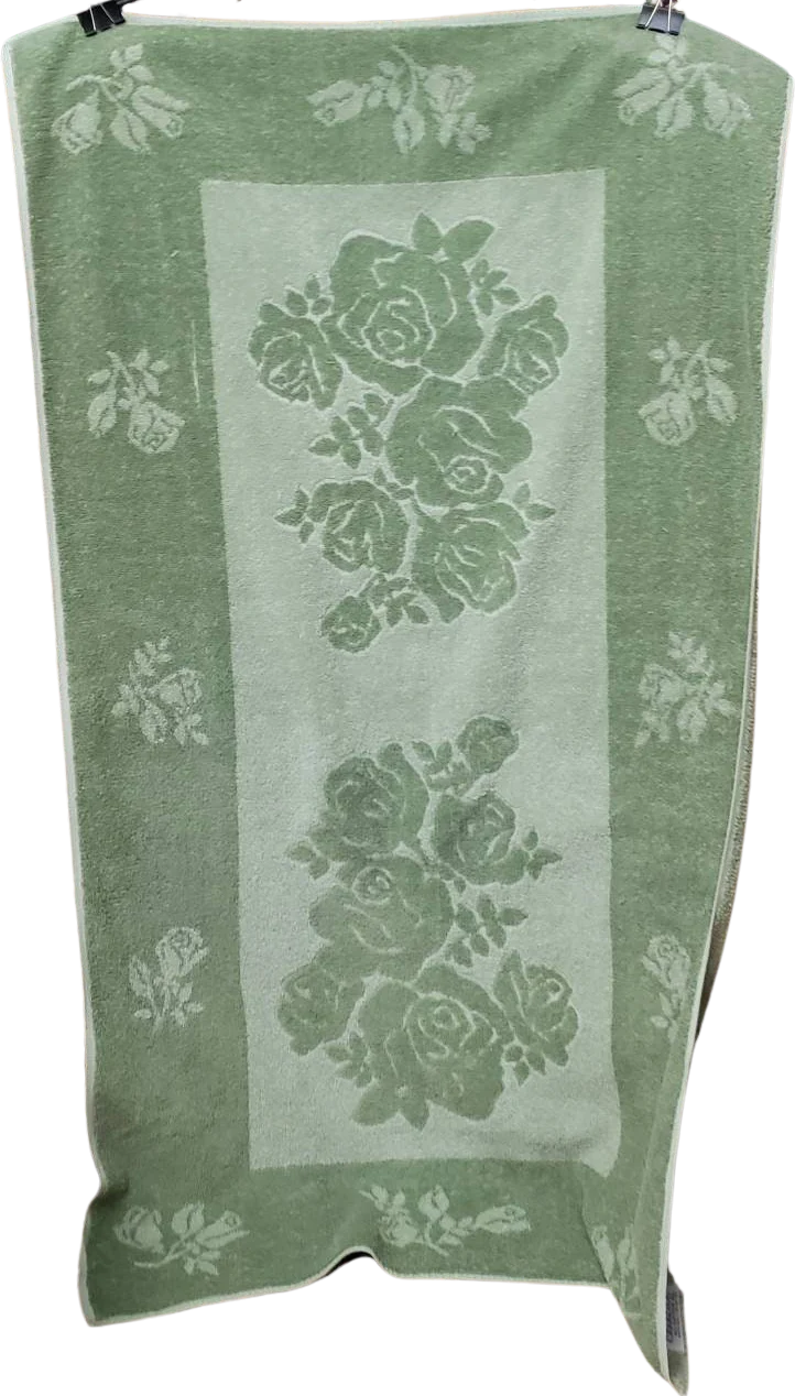 As Is 60s Green Floral Towel by Cannon Cavalier by Cannon Cavalier - Image 2