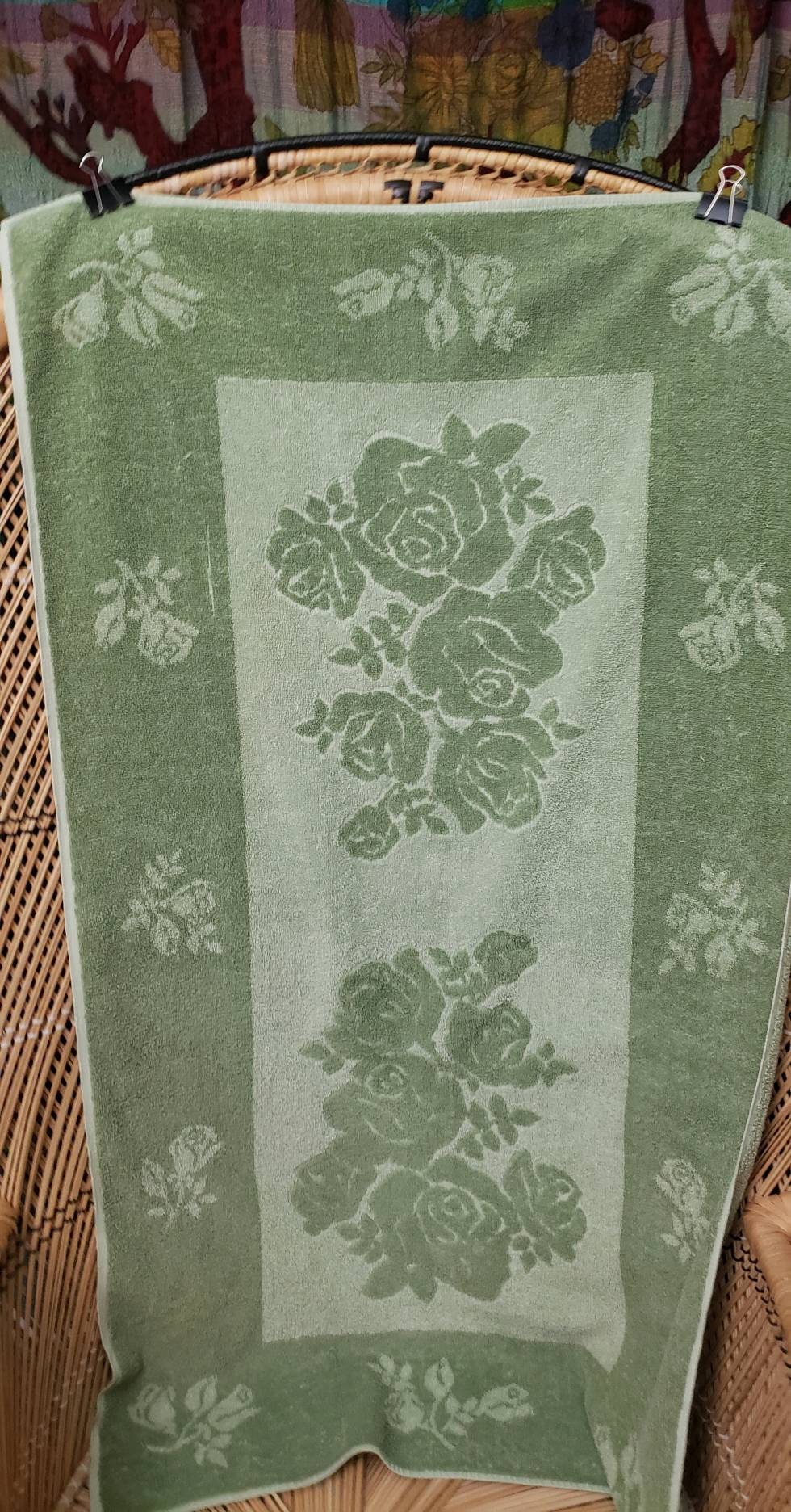 As Is 60s Green Floral Towel by Cannon Cavalier by Cannon Cavalier - Image 4