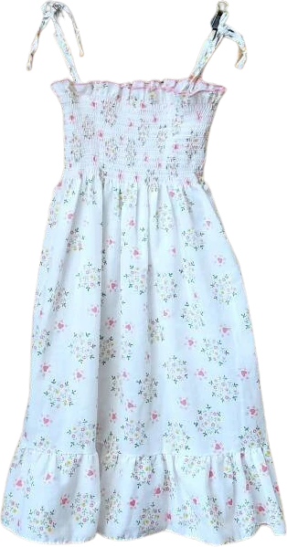 As Is 70s Heart and Floral Tie-Strap Summer Dress Girls