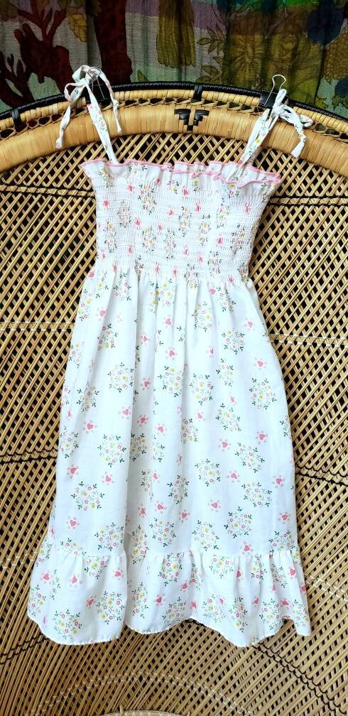 As Is 70s Heart and Floral Tie-Strap Summer Dress Girls - Image 3